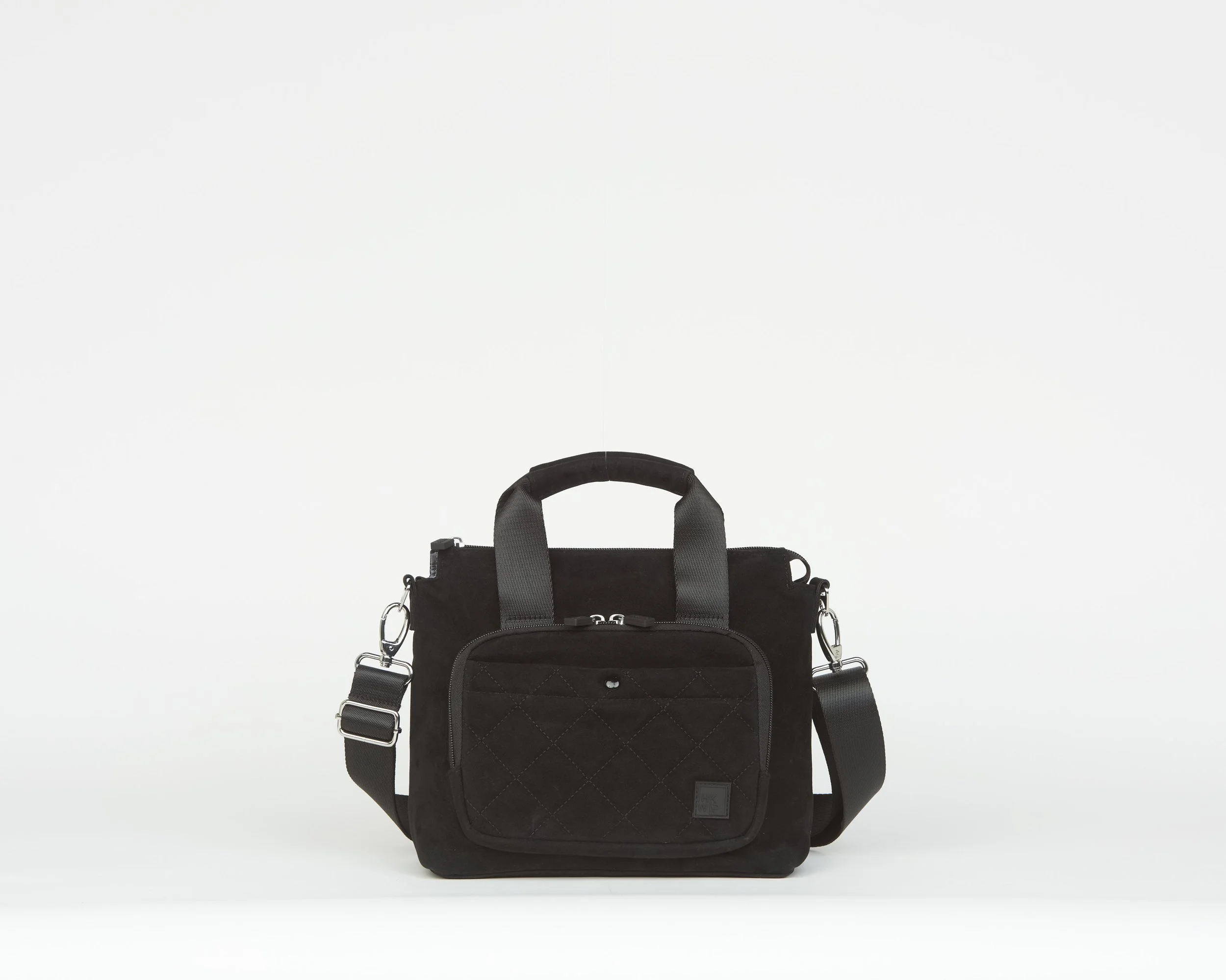 THE SUEDE MINI TOTE WITH CROSSBODY STRAP - BLACK SUEDE