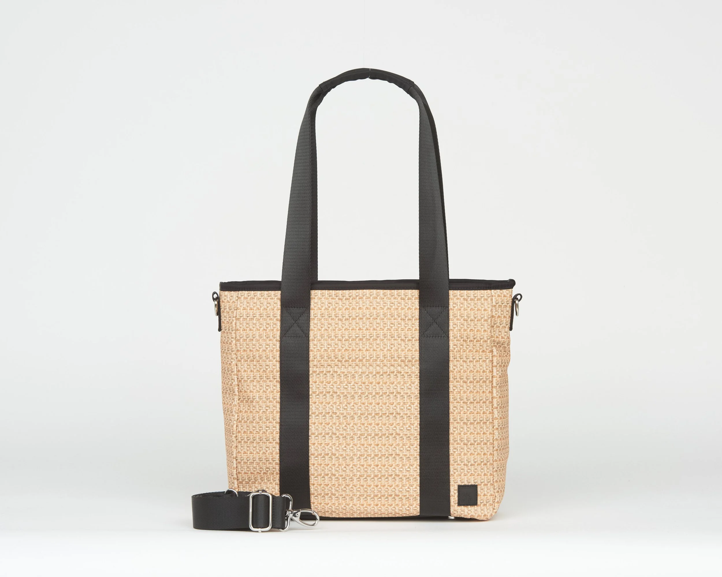 THE RAFFIA CARRY YOUR CONFIDENCE TOTE W/ CROSSBODY STRAP - BLACK