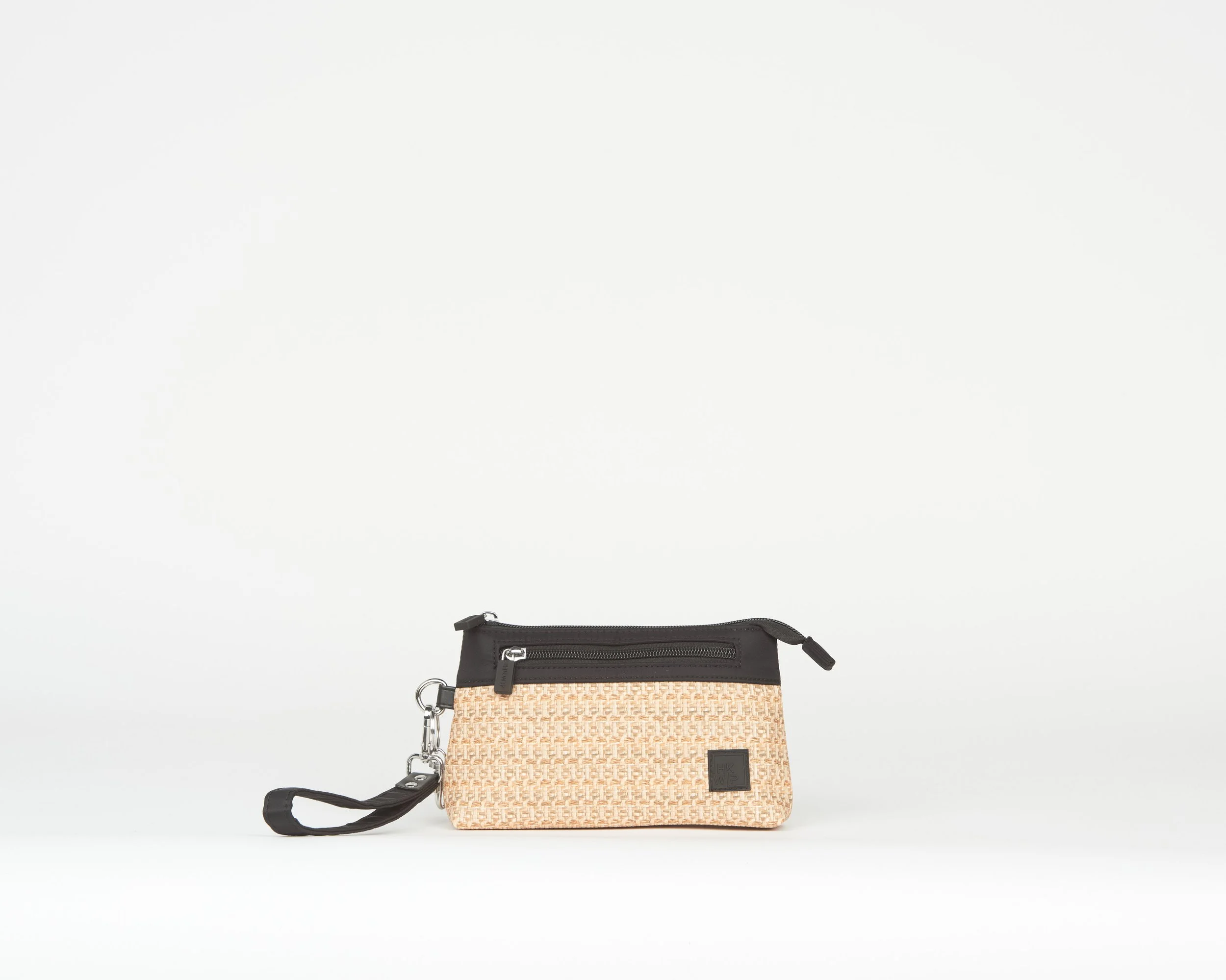 THE RAFFIA RFID POUCH W/ WRISTLET - BLACK