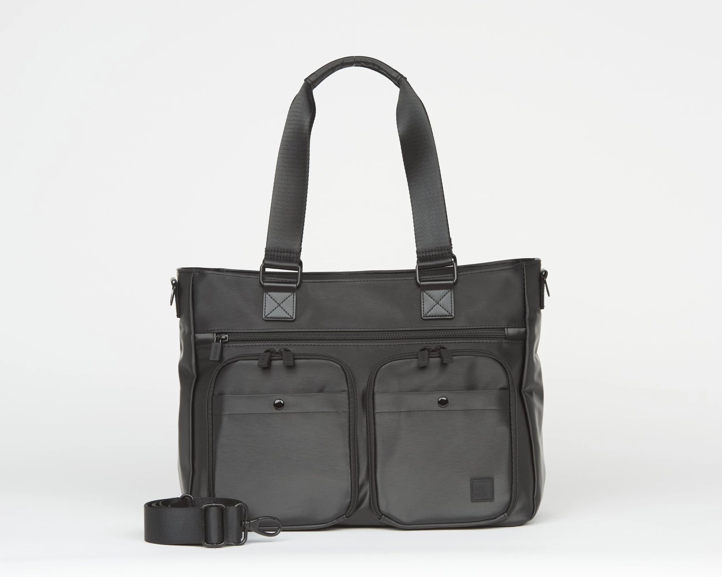 THE EXCELSIOR CARGO CATCHALL TOTE W/ CROSSBODY STRAP - METALLIC BLACK