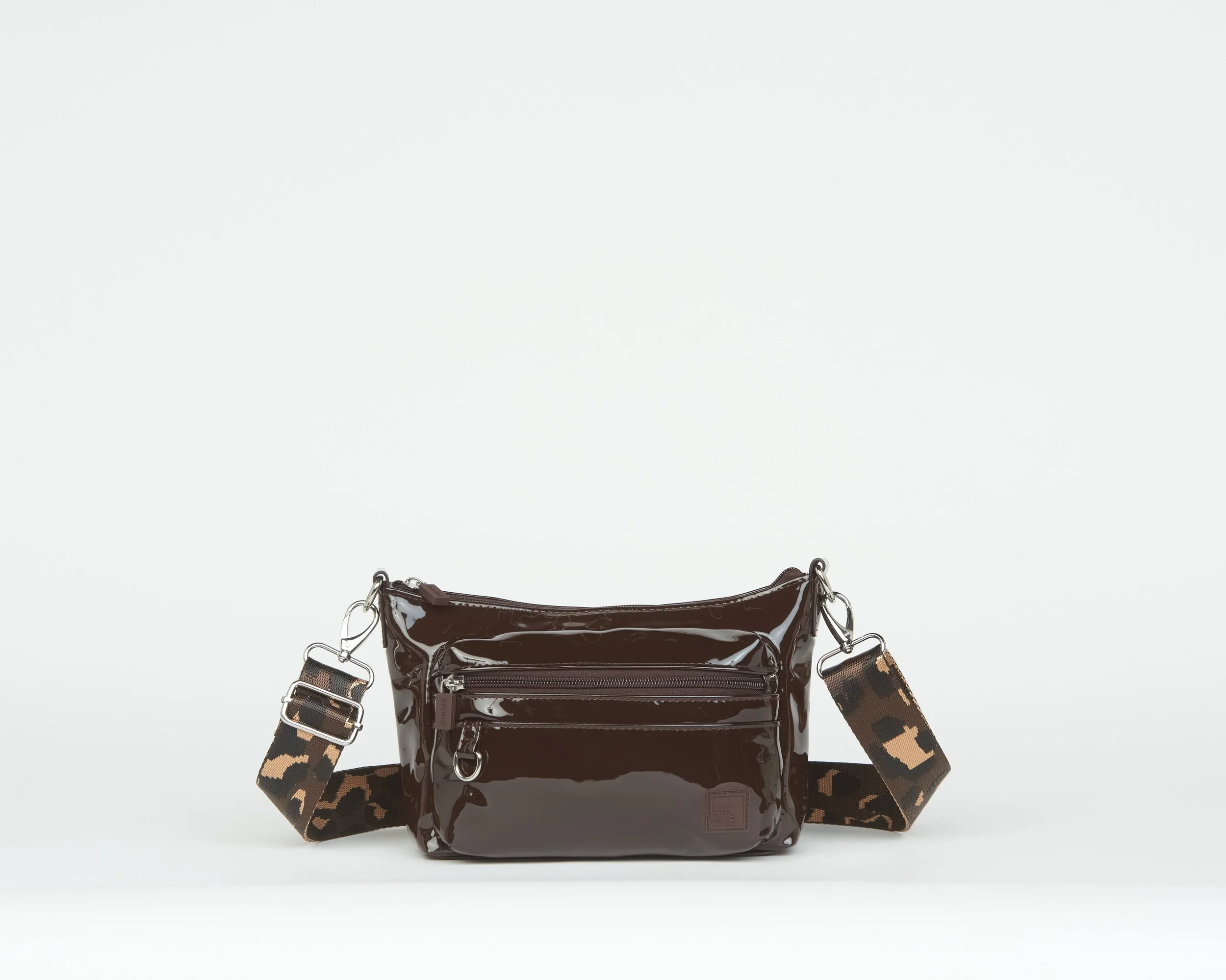 THE SPOT ON CROSSBODY WITH LEOPARD STRAP - PATENT TRUFFLE
