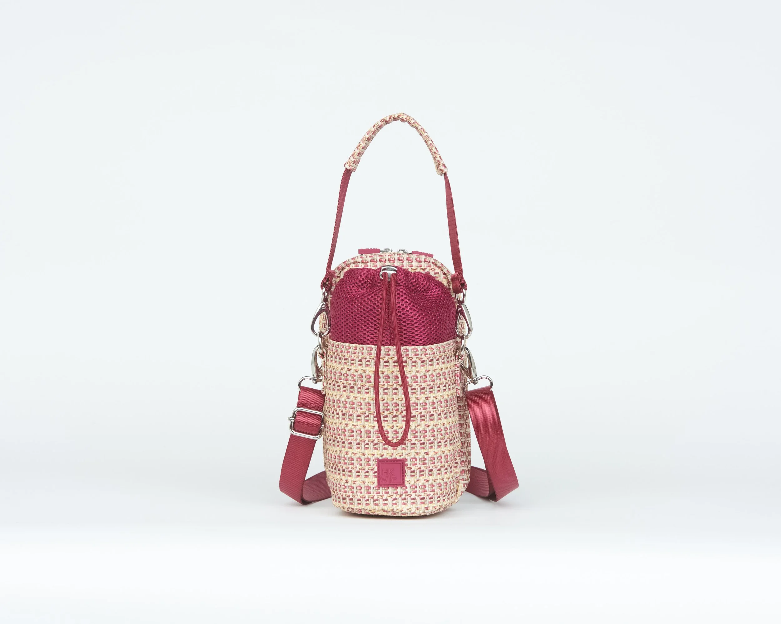 THE TAKE A SIP INSULATED WATER BOTTLE CROSSBODY 2.0 - BERRY RAFFIA
