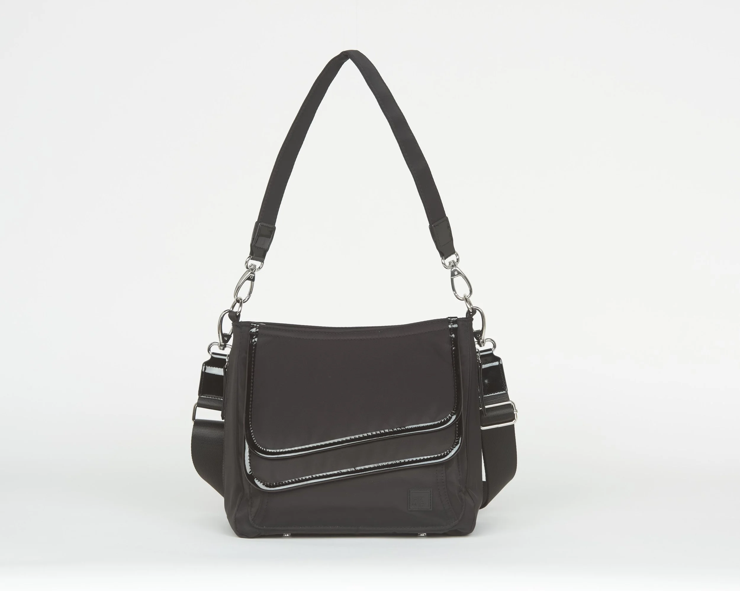 THE SAVVY SHOULDER BAG W/ CROSSBODY STRAP - BLACK