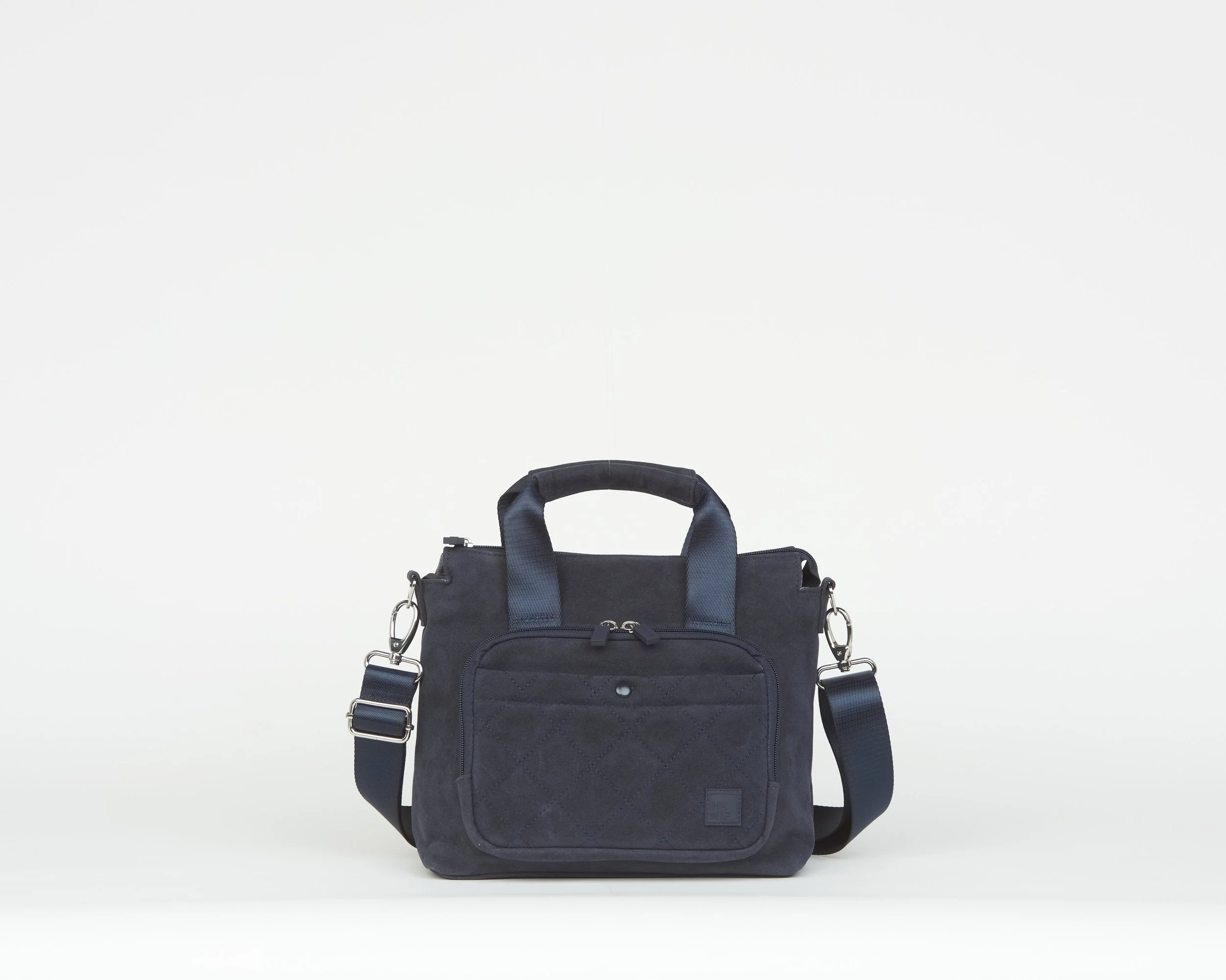 THE SUEDE MINI TOTE WITH CROSSBODY STRAP - NAVY SUEDE