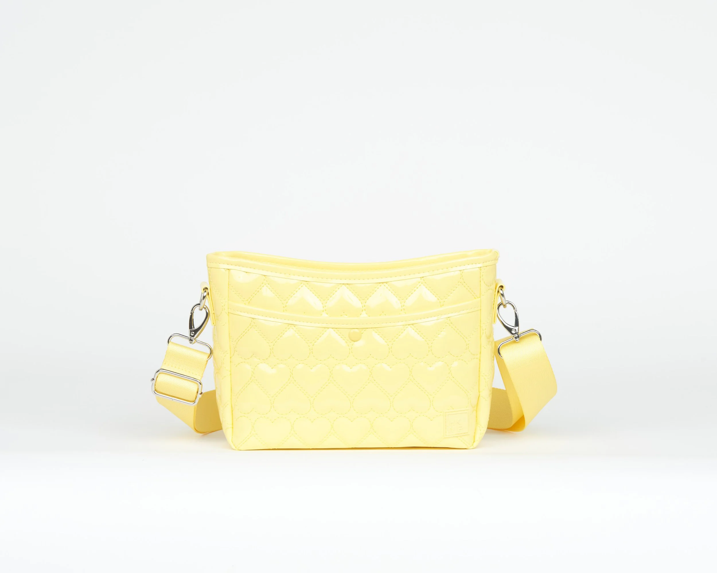 THE MINI MORE LOVE HEART QUILTED MESSENGER CROSSBODY - PATENT YELLOW