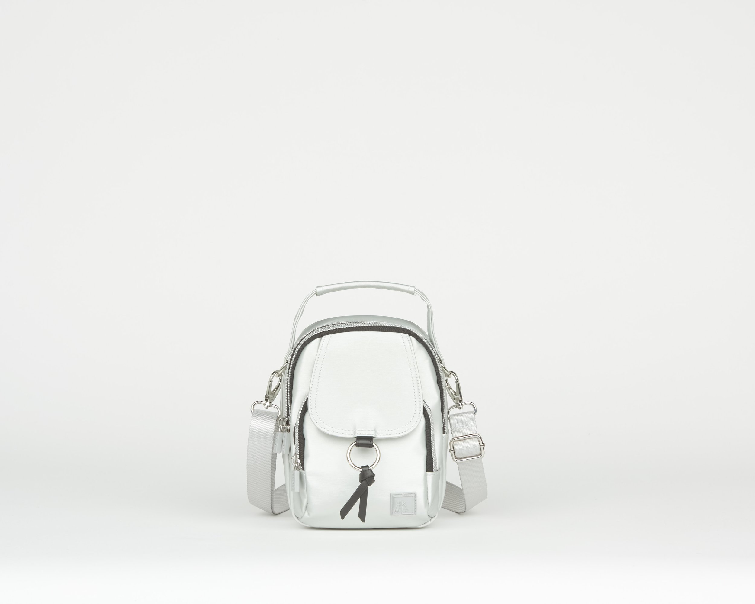 THE STELLAR NORTH/SOUTH CROSSBODY WITH TOP HANDLE - METALLIC SILVER