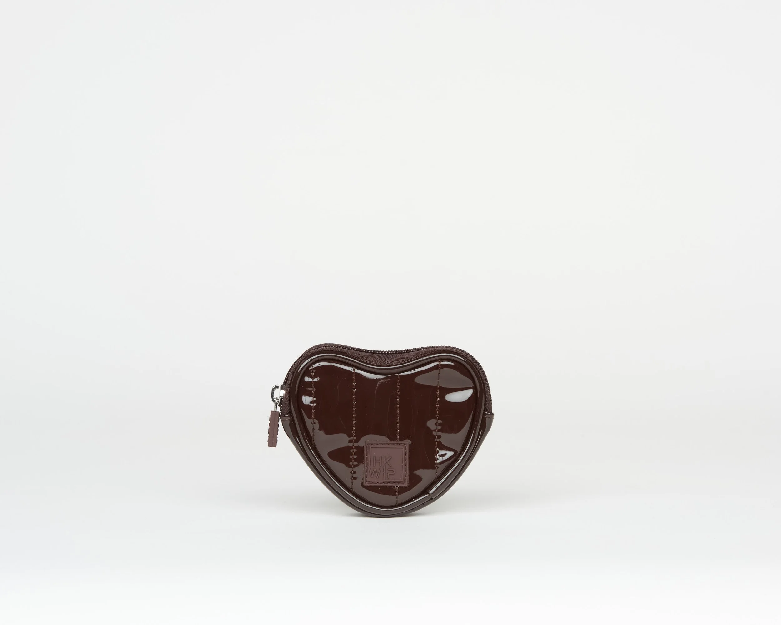 THE BE MY VALENTINE HEART POUCH - PATENT TRUFFLE