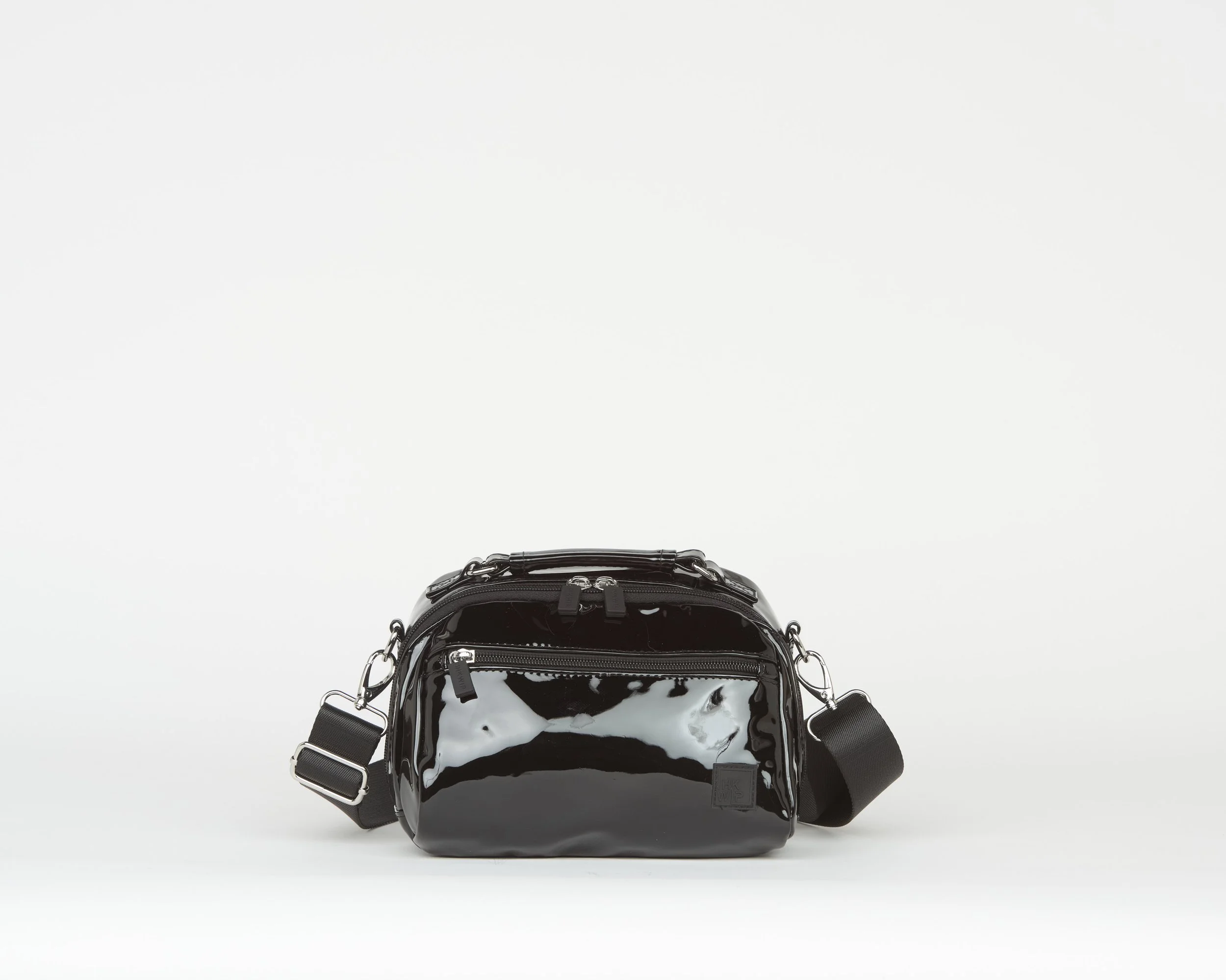 THE TOP NOTCH TOP HANDLE CROSSBODY - PATENT BLACK