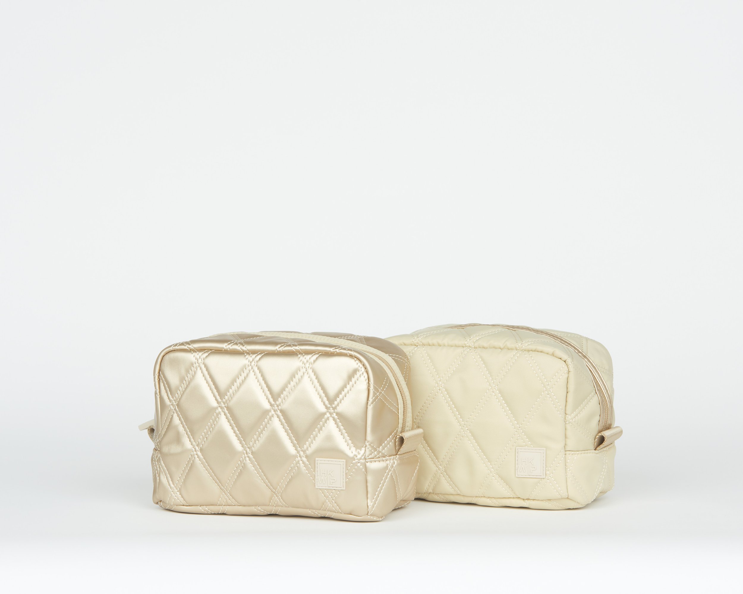 THE SET OF 2 QUILTED COSMETIC CASES - CHAMPAGNE
