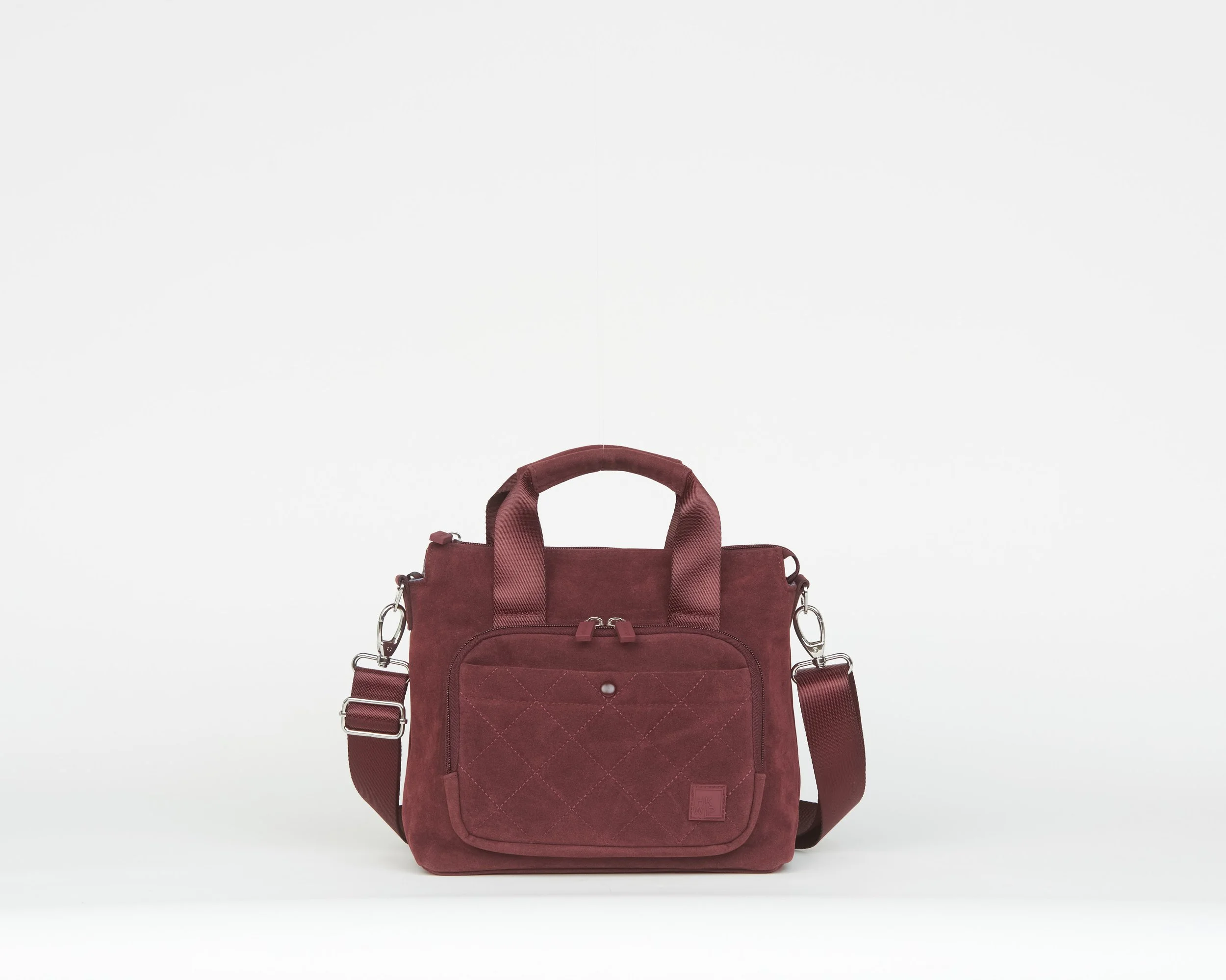 THE SUEDE MINI TOTE WITH CROSSBODY STRAP - MERLOT SUEDE