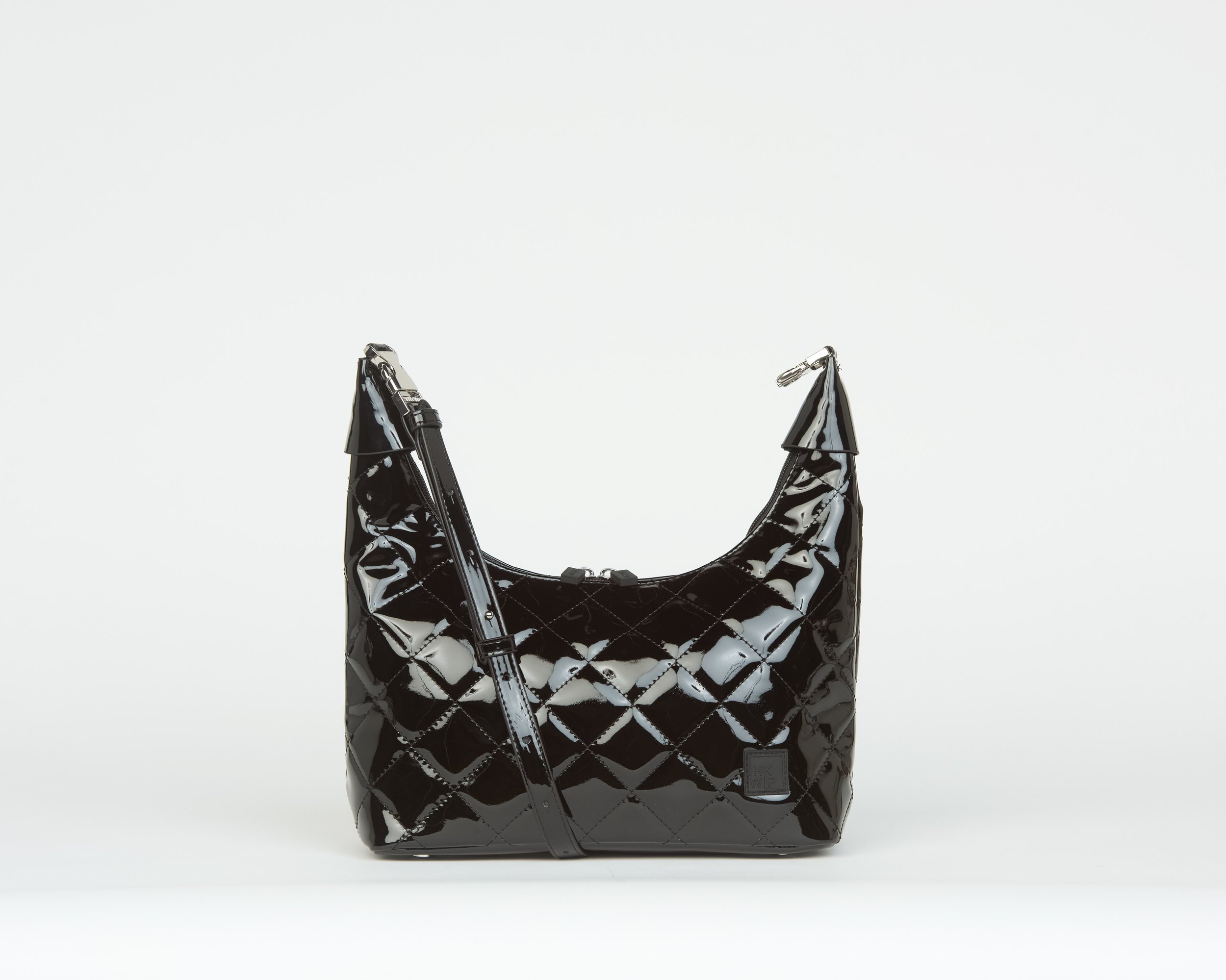 THE CLIQUE CONVERTIBLE QUILTED CROSSBODY - PATENT BLACK