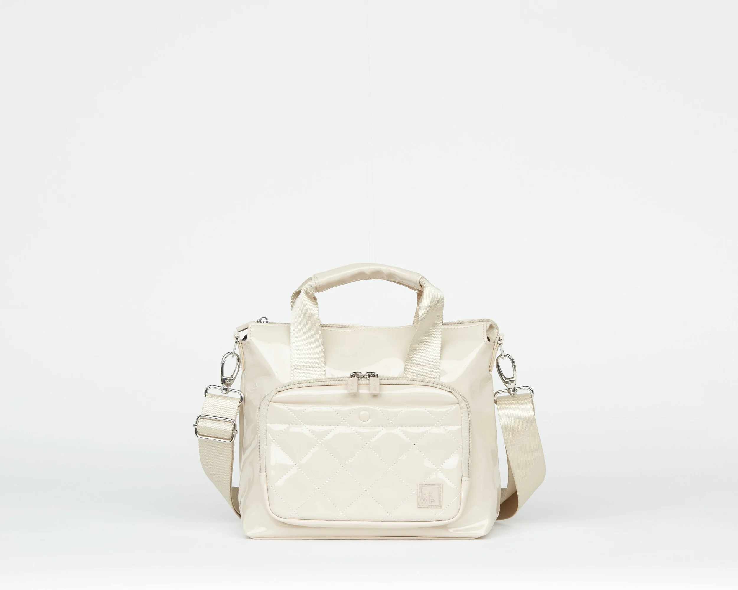THE EXCELSIOR MINI TOTE WITH CROSSBODY STRAP - PATENT SAND