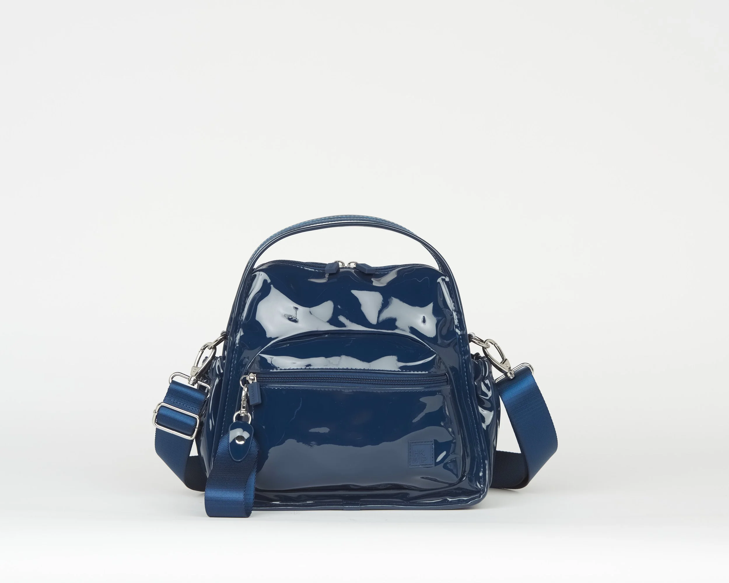 THE ARCHITECT CROSSBODY WITH TOP HANDLES - PATENT NAVY