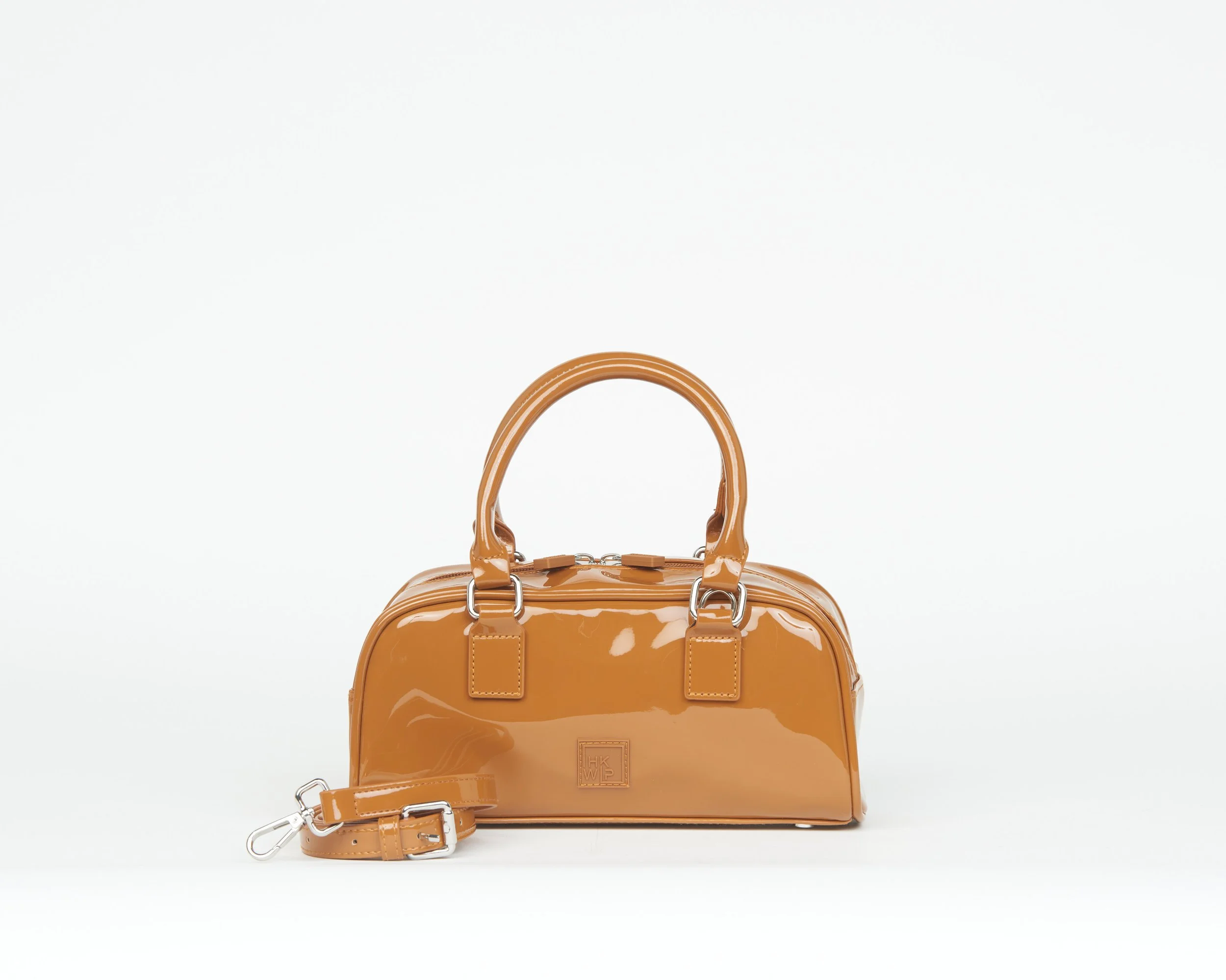 THE MODERN MOMENT BAG WITH CROSSBODY STRAP - PATENT CARAMEL