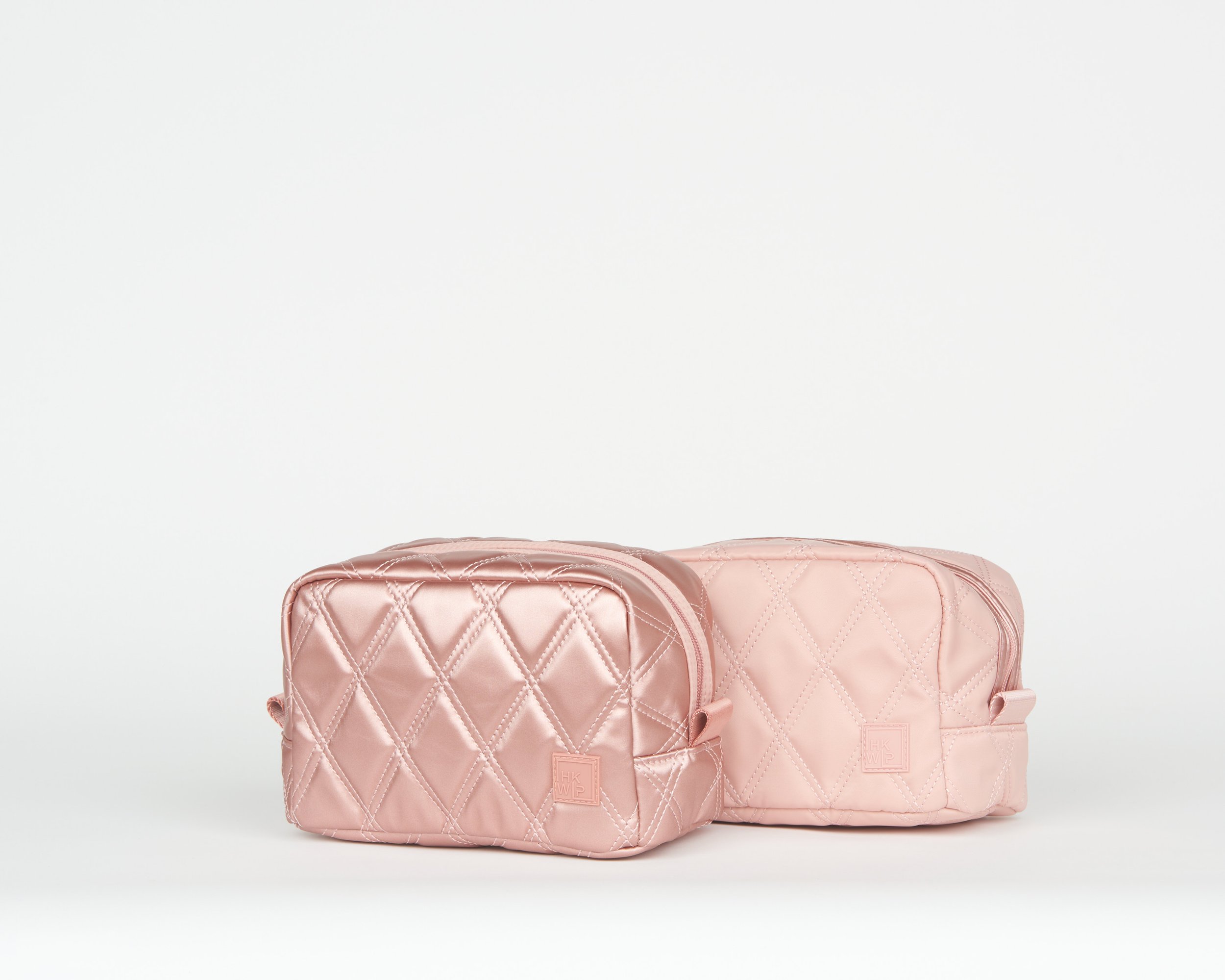 THE SET OF 2 QUILTED COSMETIC CASES - ROSE GOLD
