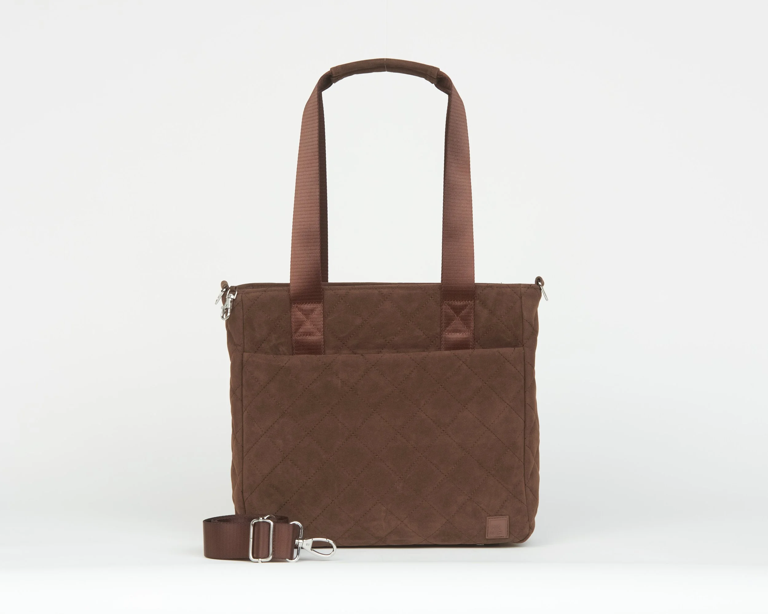 THE QUILTED CARRY YOUR CONFIDENCE ANTI-THEFT TOTE - BROWN SUEDE