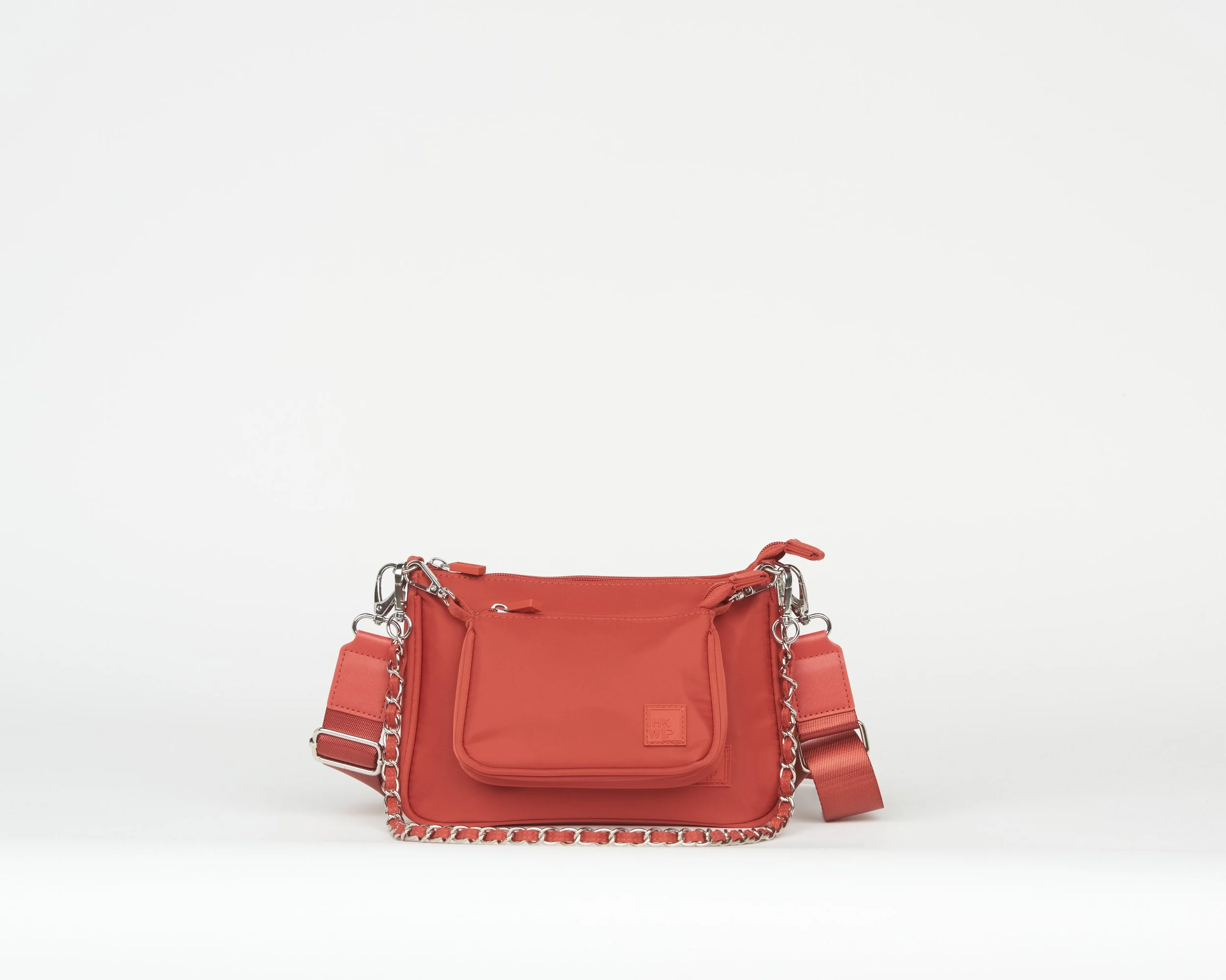 THE DUO POUCH CROSSBODY WITH CHAIN STRAP - VINTAGE RED