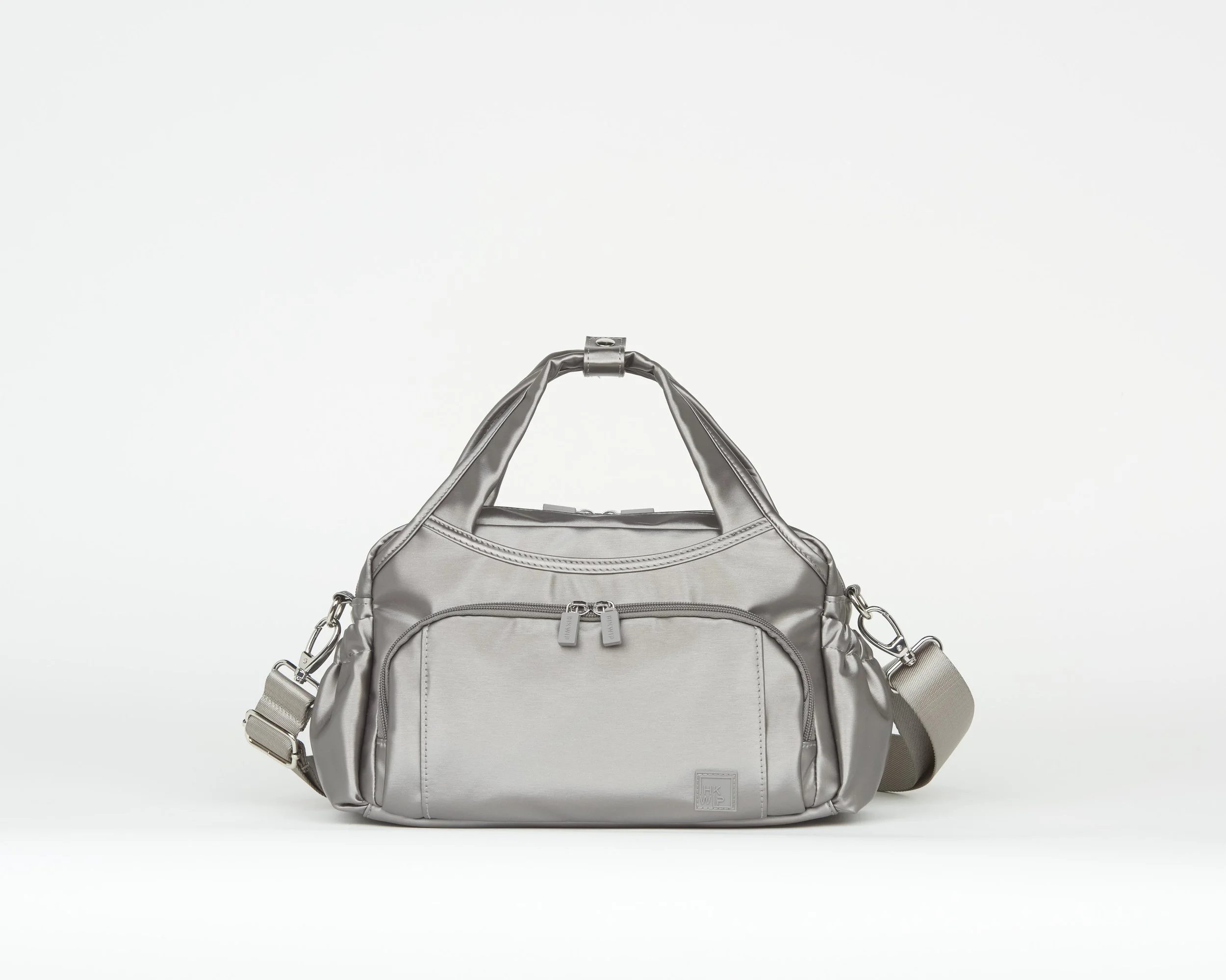 THE SUAVE SATCHEL W/ CROSSBODY STRAP -  METALLIC STONE GREY