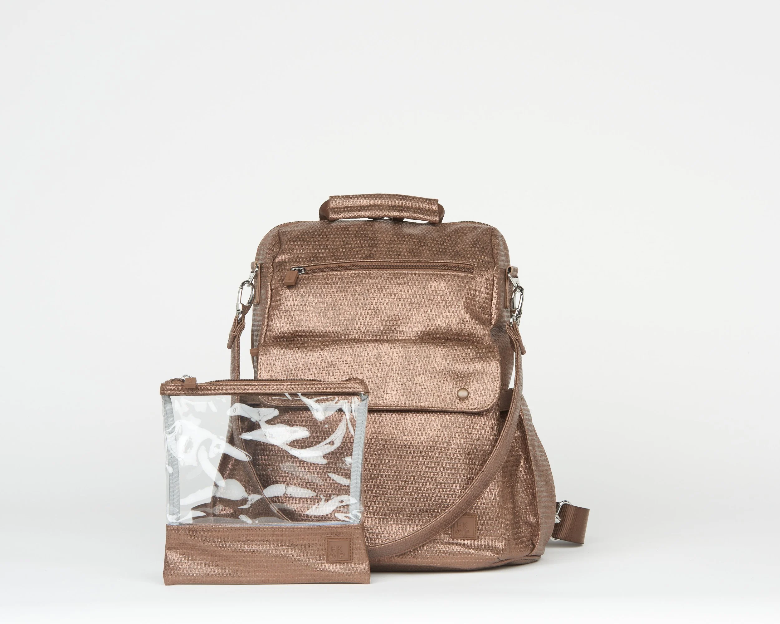 THE EXCELSIOR CONVERTIBLE BACKPACK W/ REMOVABLE POUCH - BRONZE WOVEN