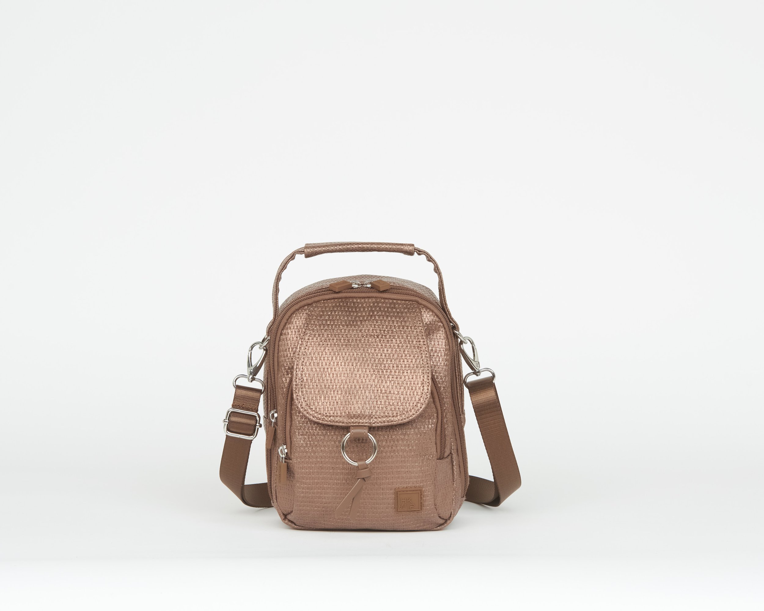 THE XL STELLAR NORTH/SOUTH CROSSBODY W/ TOP HANDLE - BRONZE WOVEN