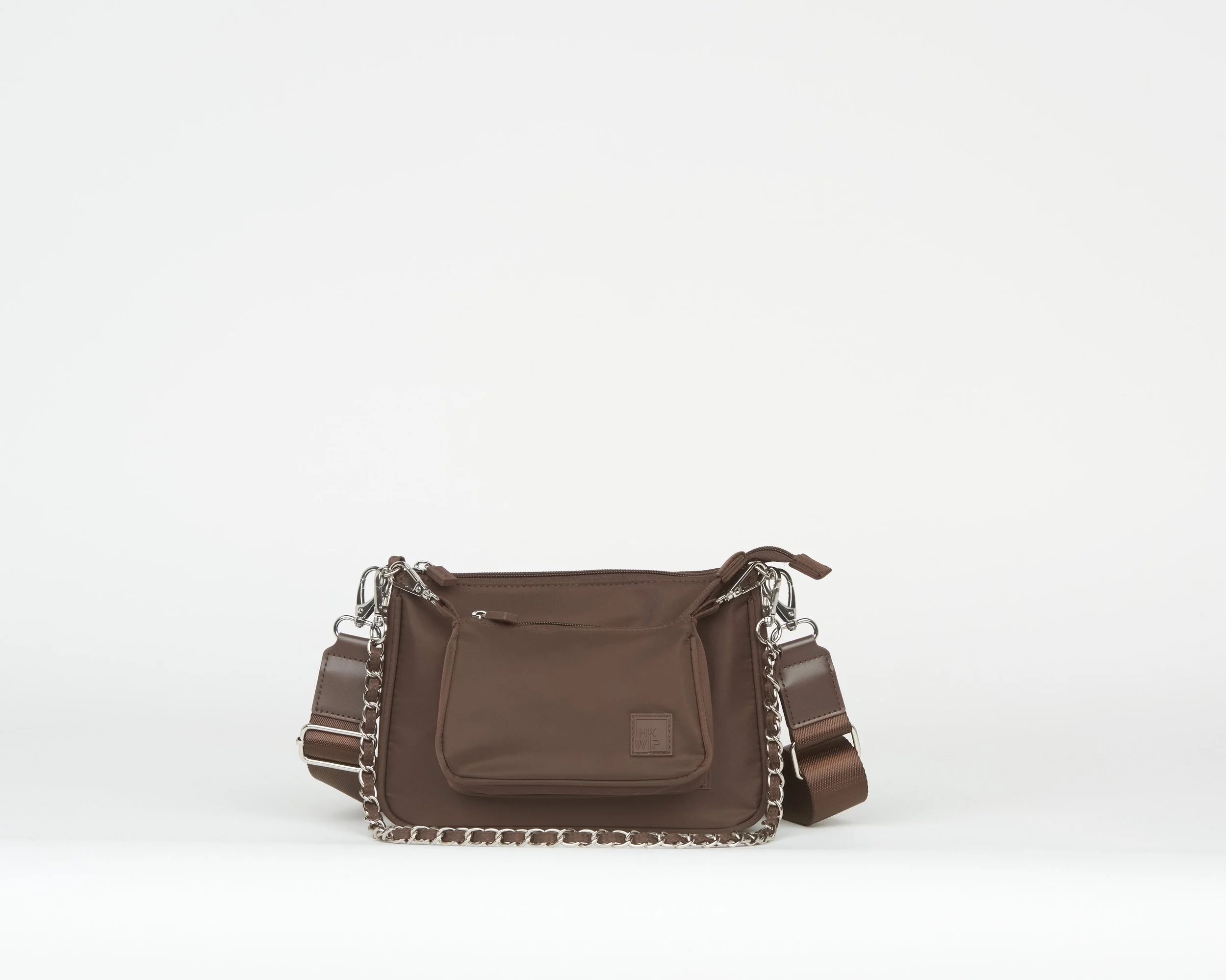 THE DUO POUCH CROSSBODY WITH CHAIN STRAP - TRUFFLE
