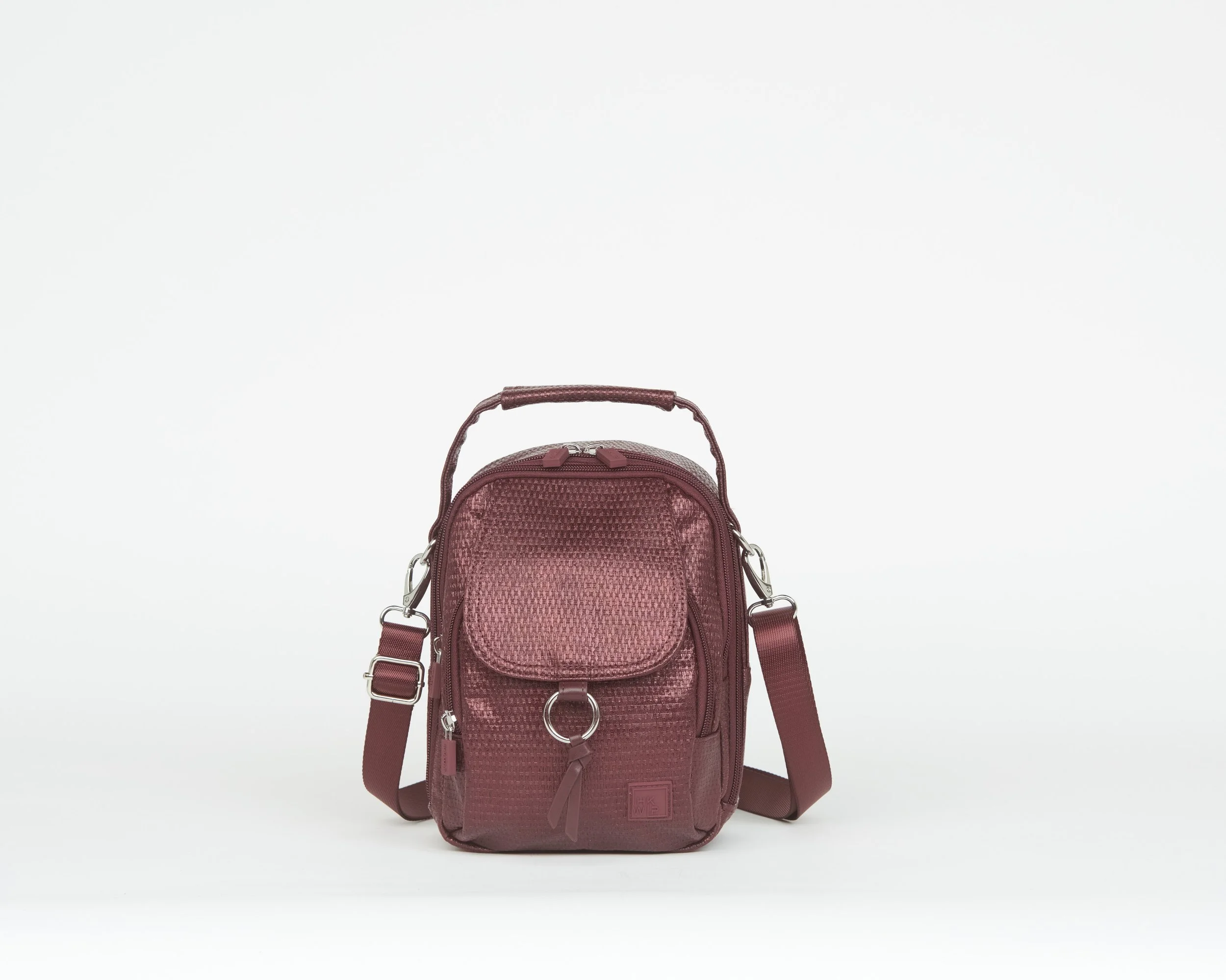THE XL STELLAR NORTH/SOUTH CROSSBODY W/ TOP HANDLE - MERLOT WOVEN