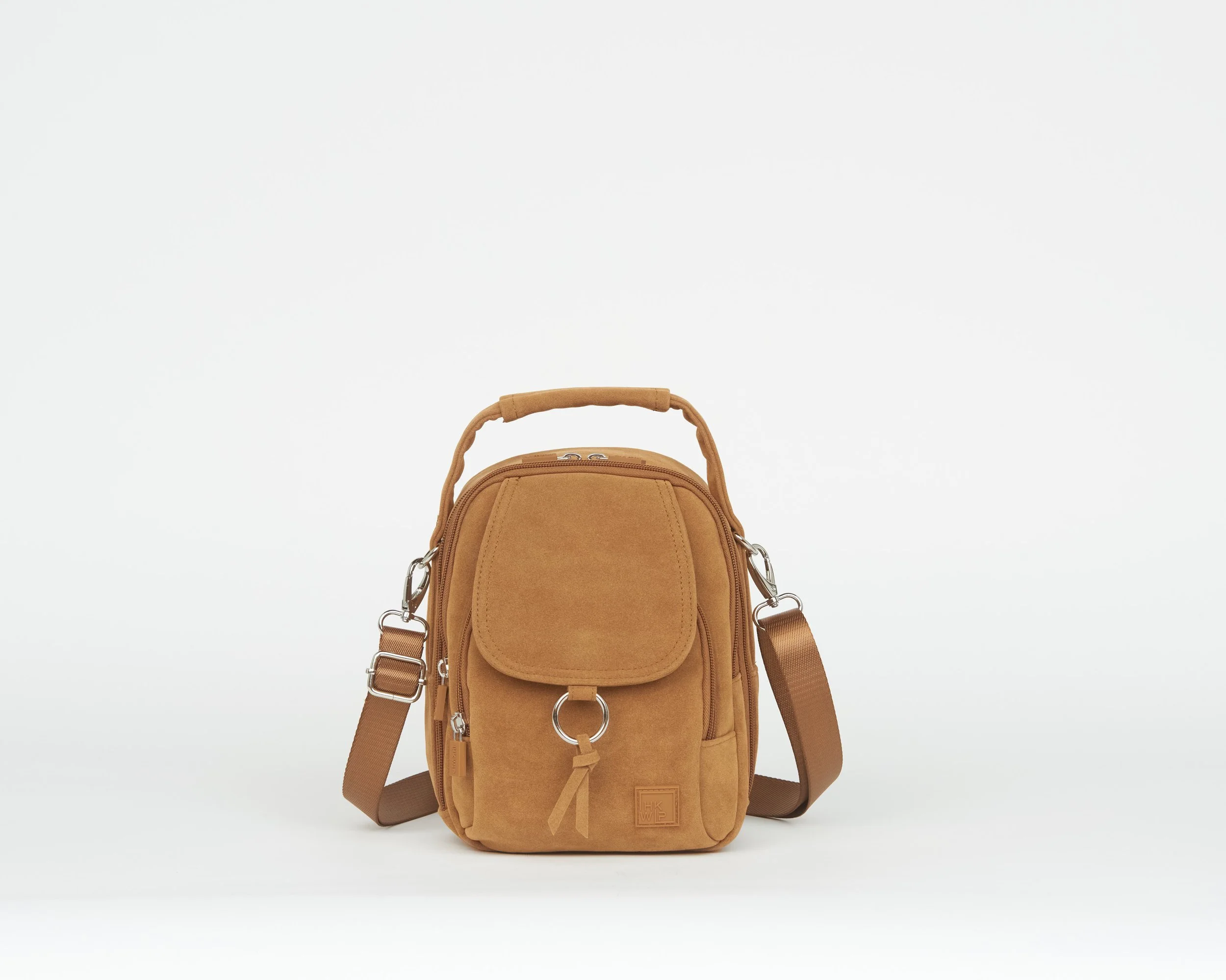THE XL STELLAR NORTH/SOUTH CROSSBODY W/ TOP HANDLE - SADDLE SUEDE