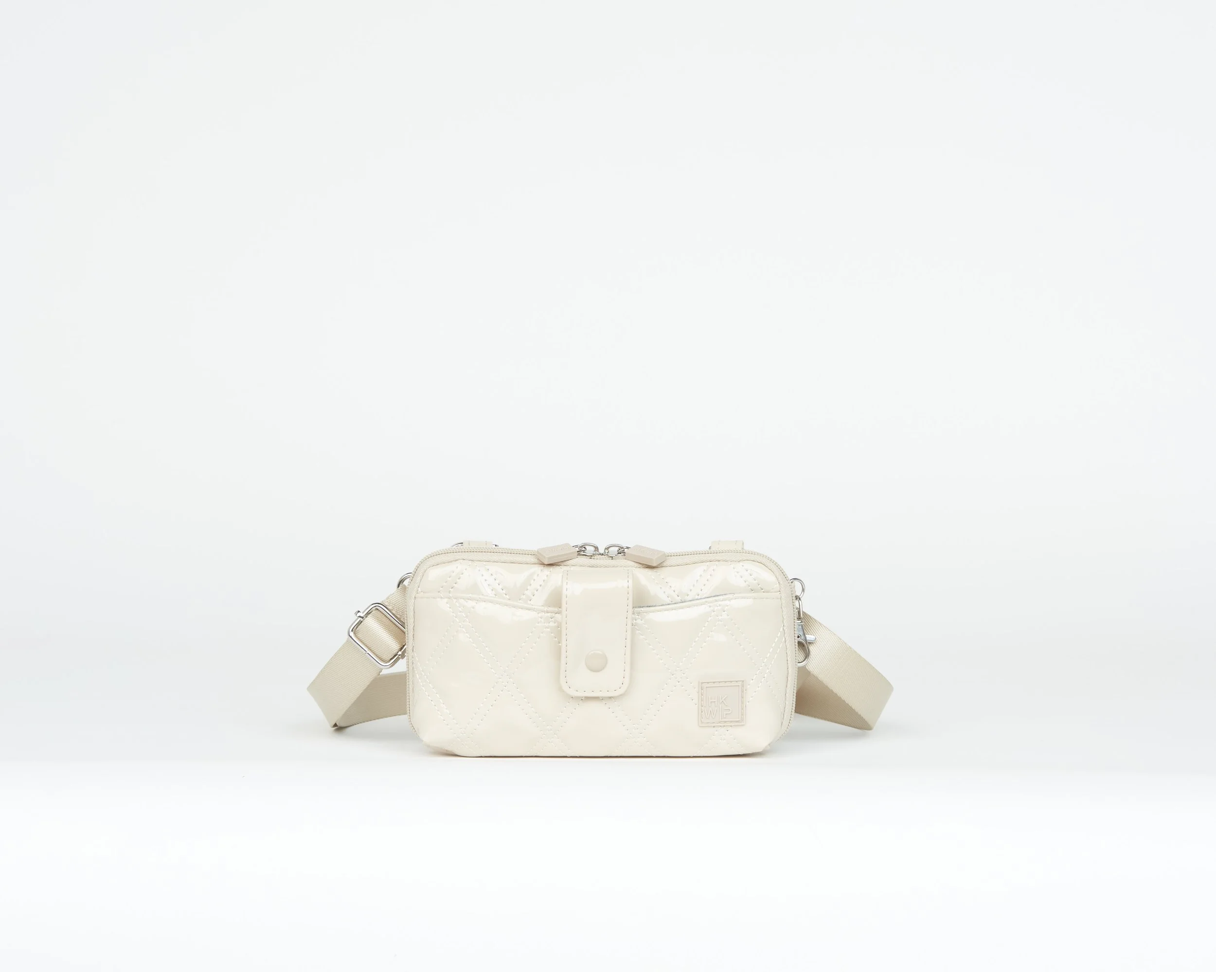 THE RING RING E/W CELLPHONE CROSSBODY W/ RFID WALLET - PATENT SAND