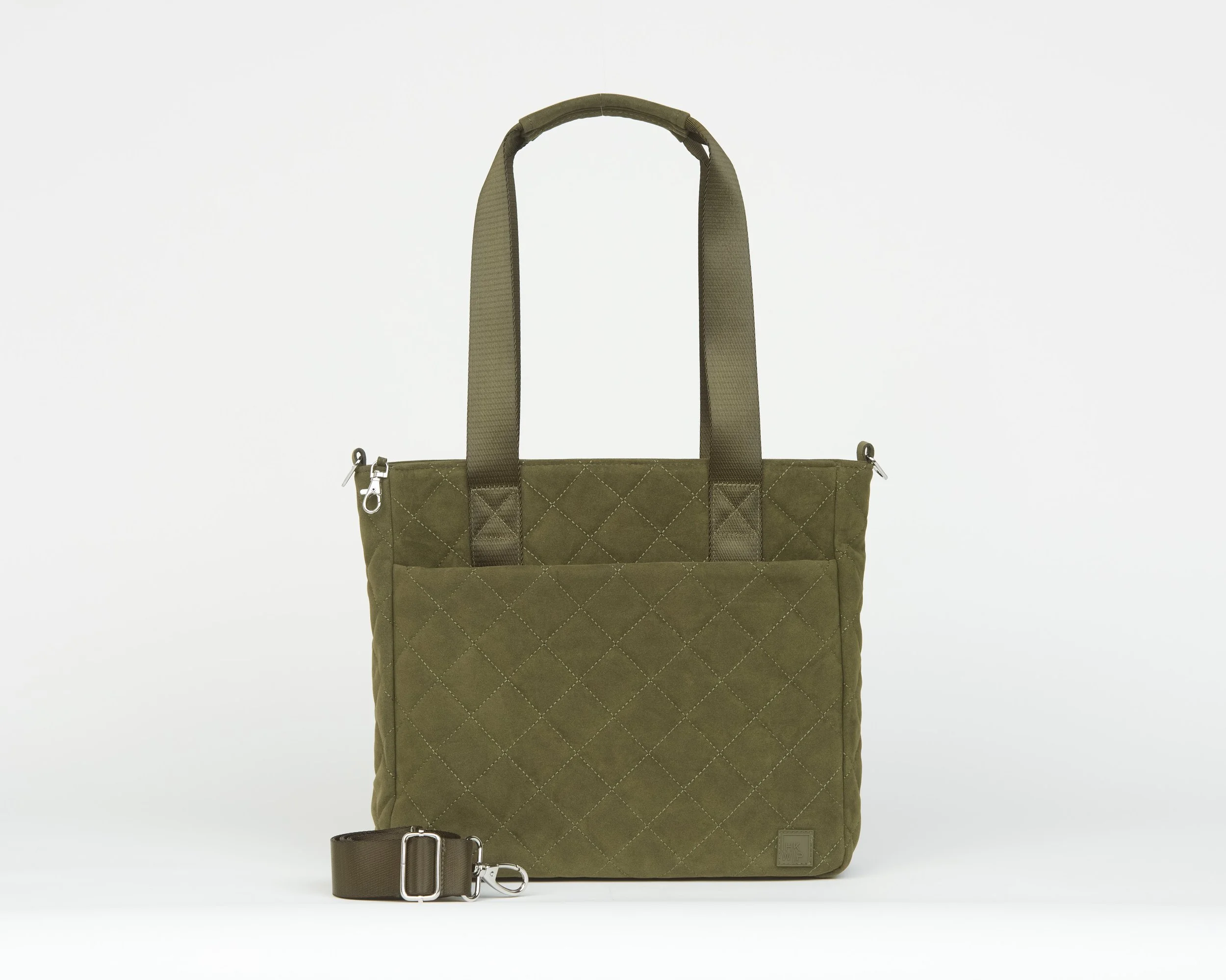 THE QUILTED CARRY YOUR CONFIDENCE ANTI-THEFT TOTE - OLIVE SUEDE