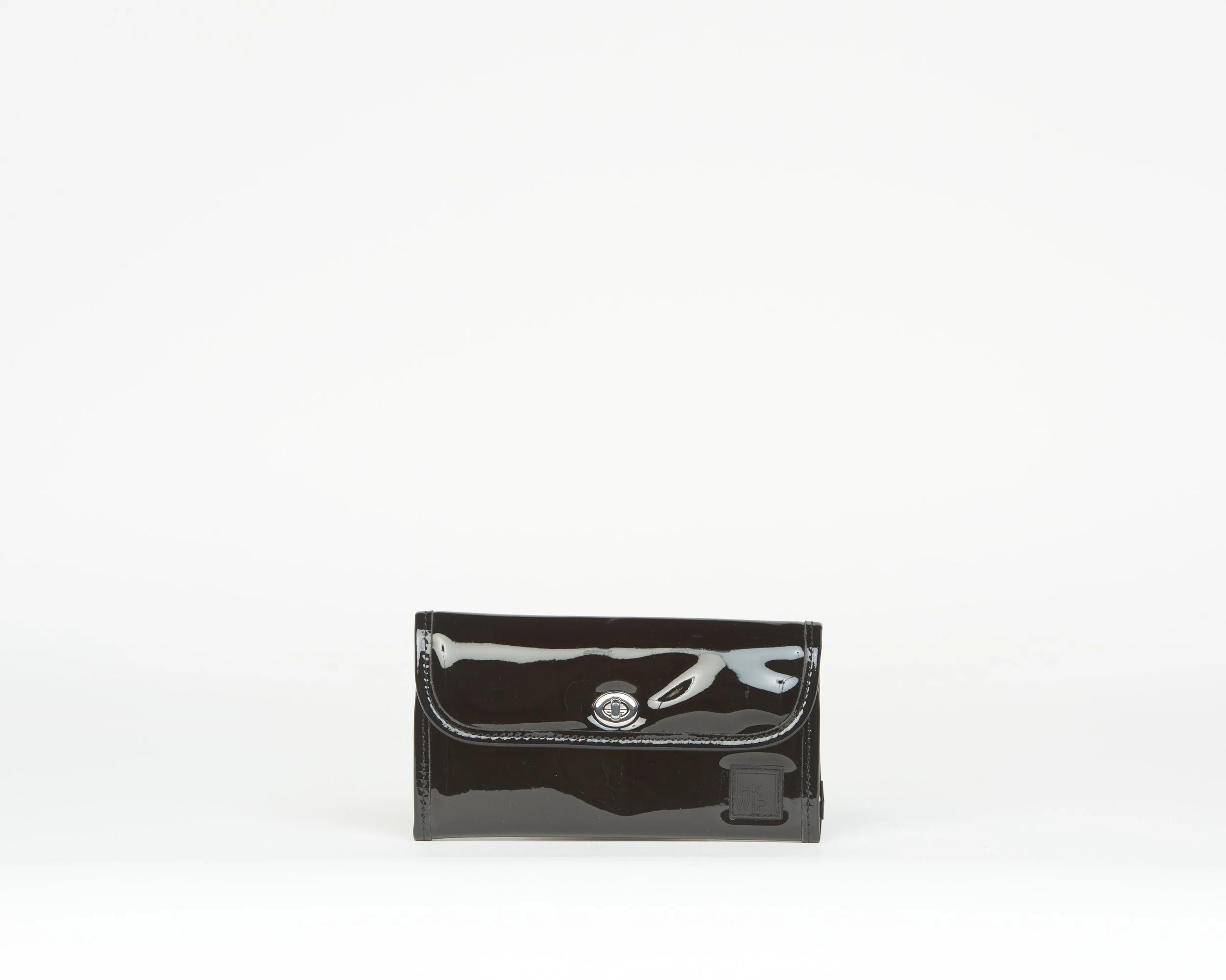 THE WITH-A-TWIST TURN LOCK RFID WALLET - PATENT BLACK