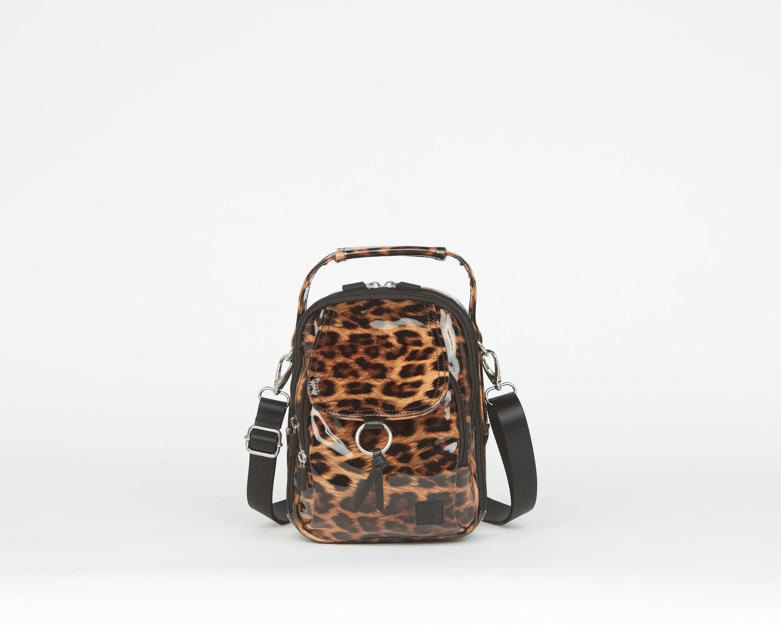 THE XL STELLAR NORTH/SOUTH CROSSBODY W/ TOP HANDLE - PATENT LEOPARD
