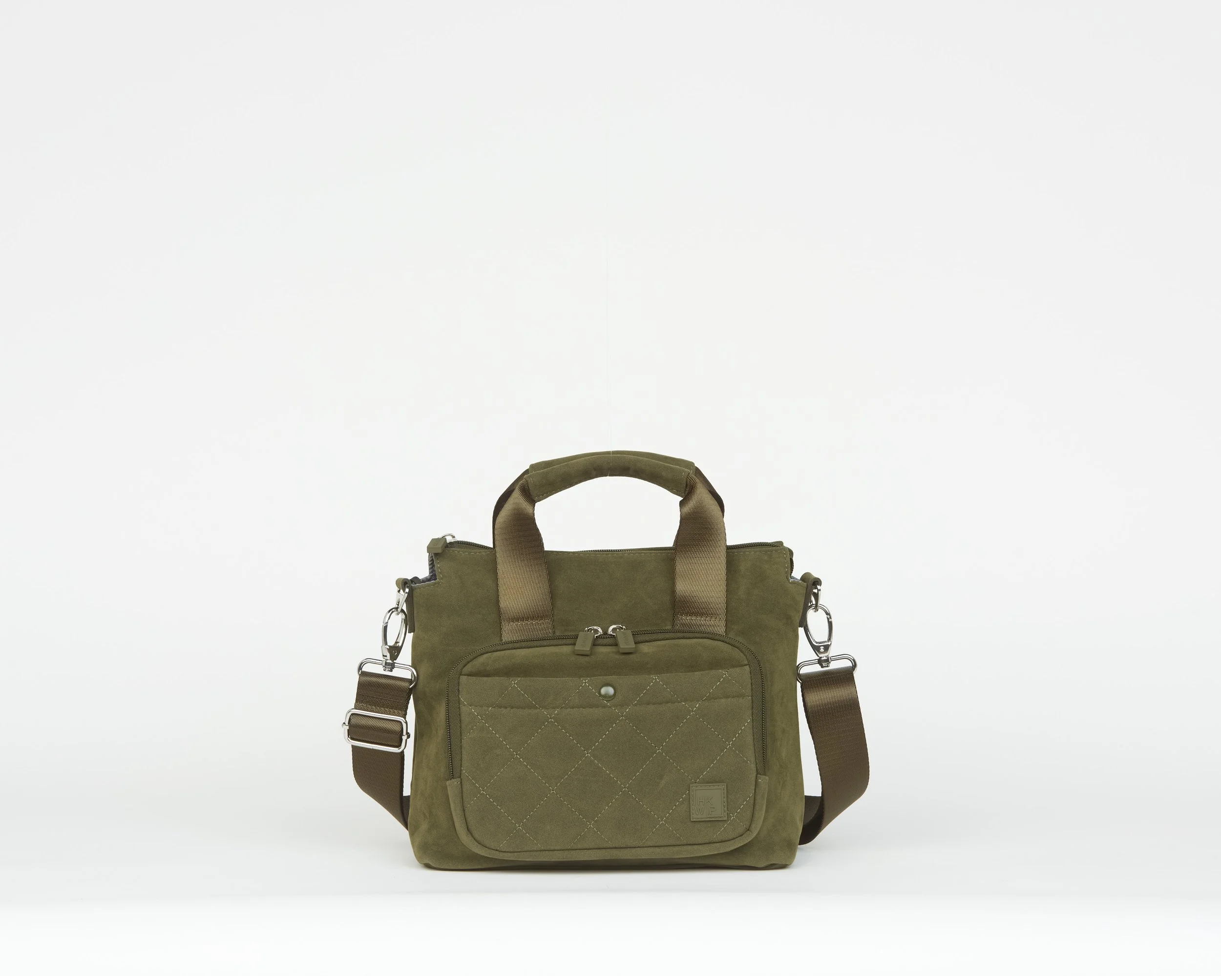 THE SUEDE MINI TOTE WITH CROSSBODY STRAP - OLIVE SUEDE