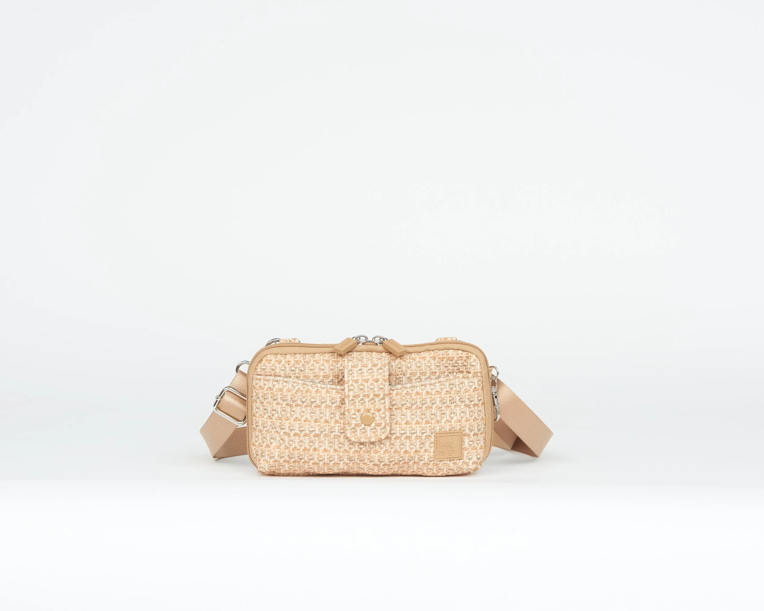 THE RING RING E/W CELLPHONE CROSSBODY W/ RFID WALLET - RAFFIA