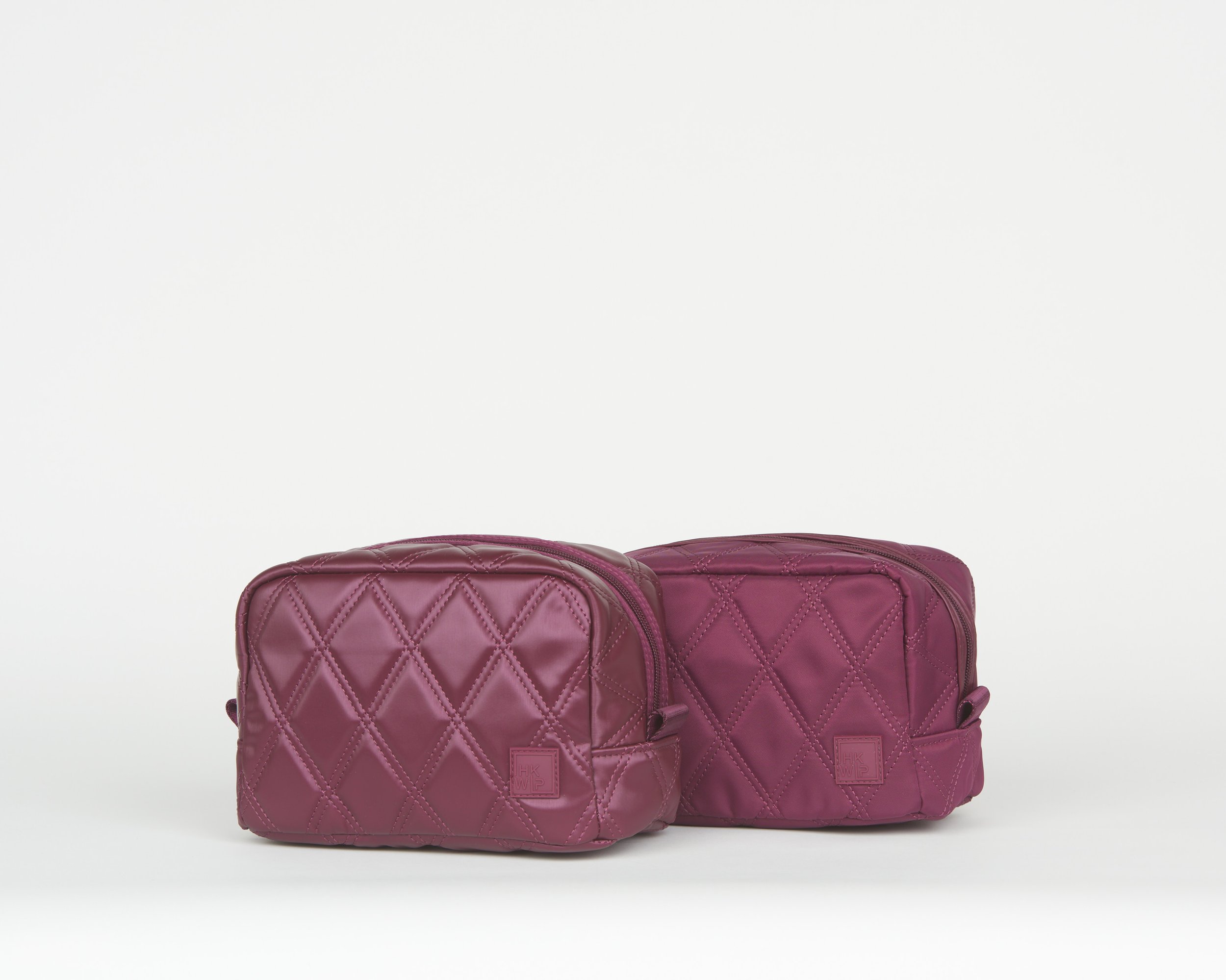 THE SET OF 2 QUILTED COSMETIC CASES - MERLOT