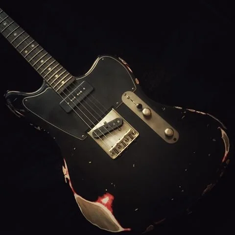 LSL Instruments Offset Guitar Black double finish P90 neck pickup ashtray bridge