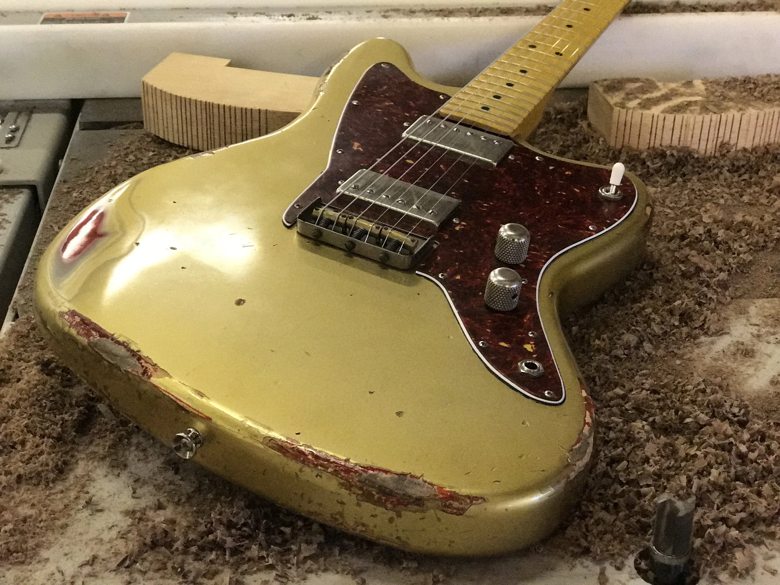 LSL Instruments Offset Guitar Gold double finish ashtray bridge tv Jones Filtertron pickups