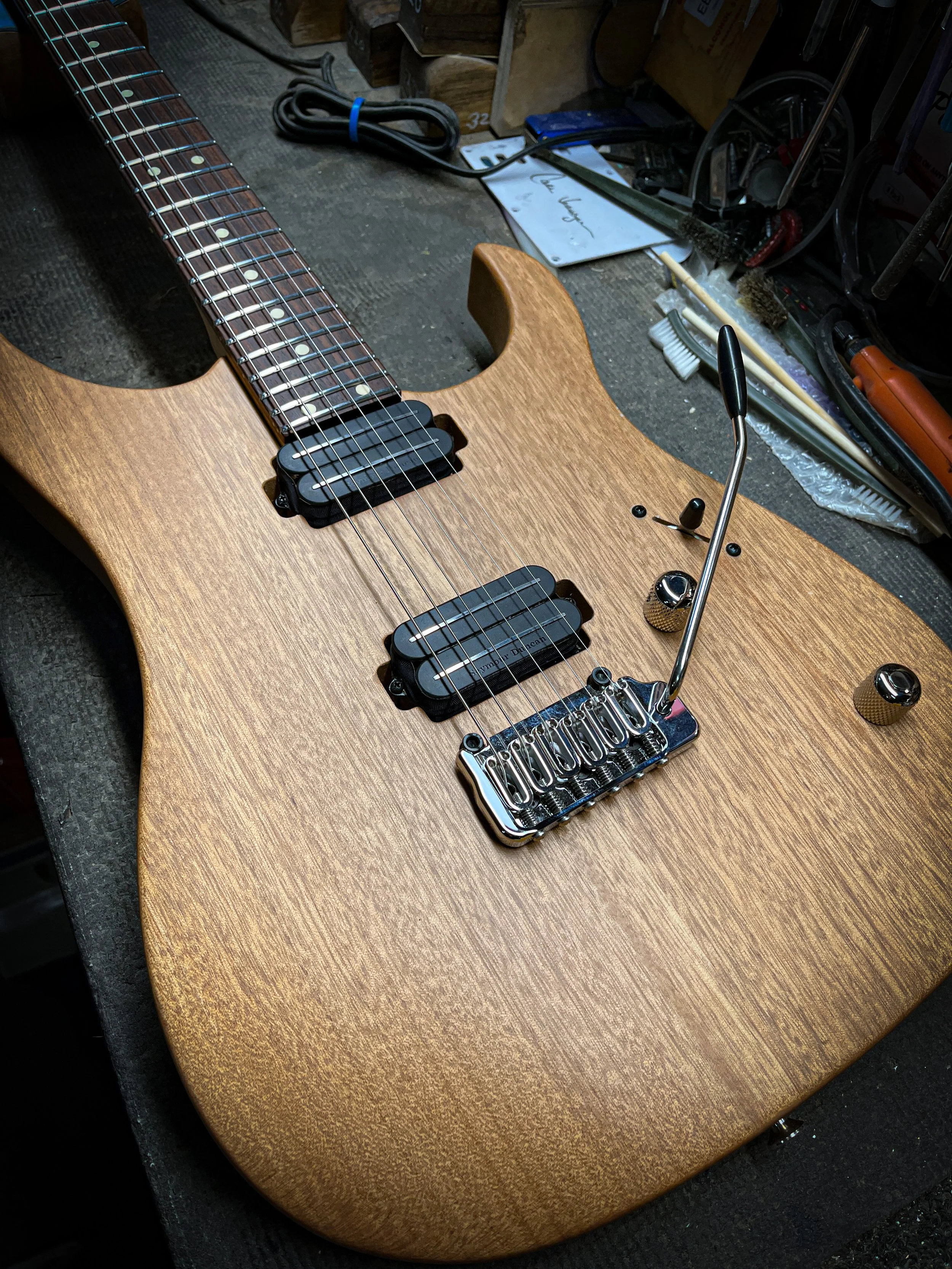 LSL Instruments XT models are modern super s style guitars with 22 or 24 frets and loads of exotic upgrade options. Cocobolo and black Limba, mahogany, quilted maple and custom finishes are common. Ebony or pale moon ebony  or macassar ebony availabl