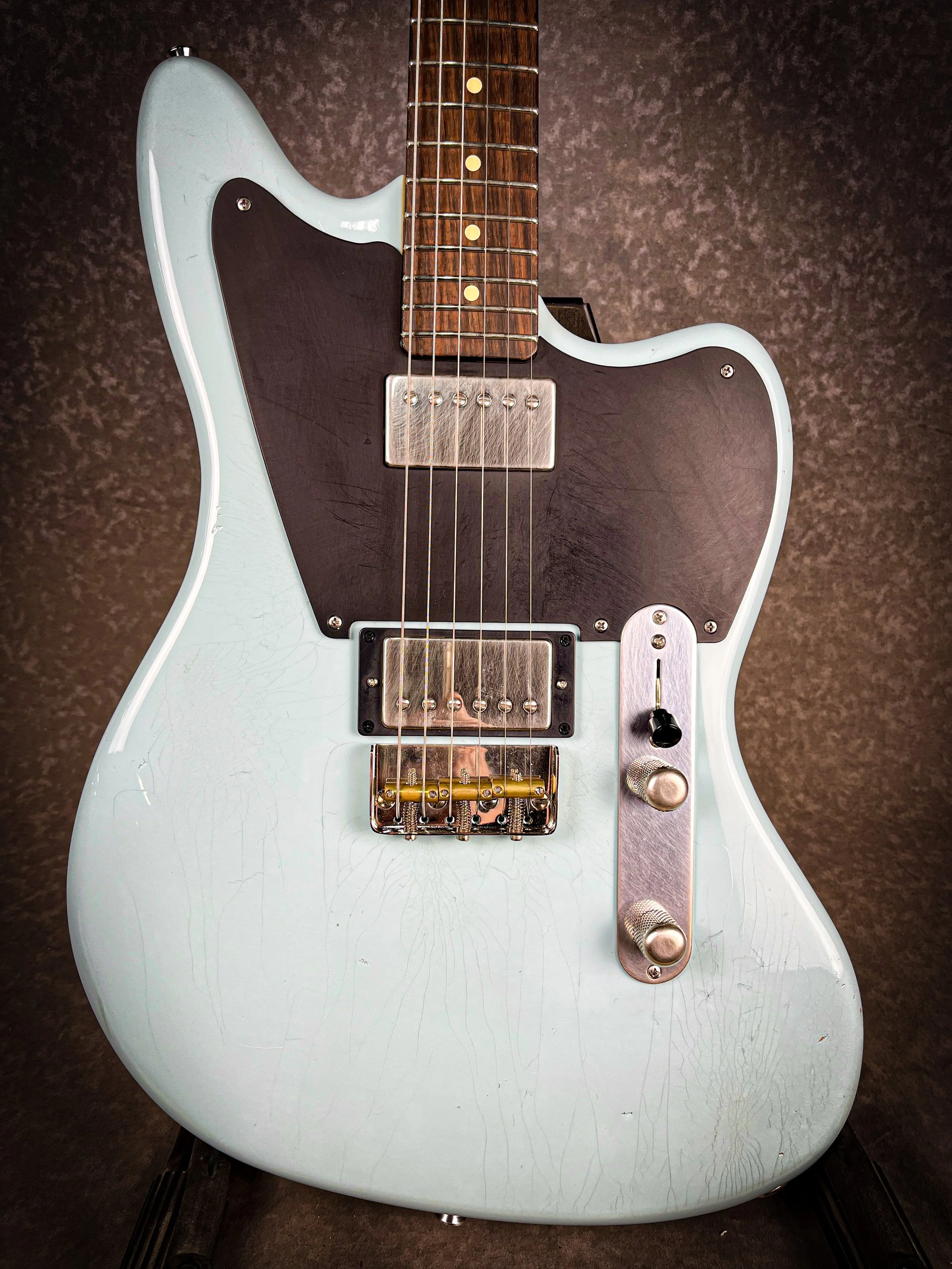 LSL Instruments Offset Guitar Black guard teal color