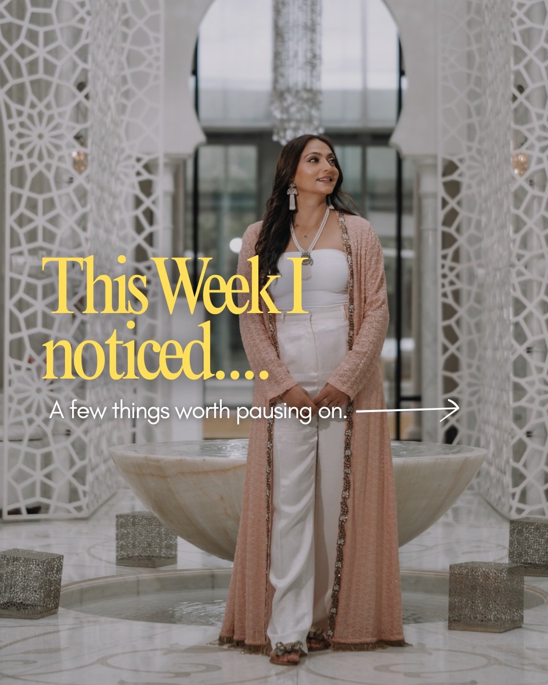 This week I noticed a few things I needed to hear myself. 👀

Busy isn&rsquo;t the same as fulfilled. Luxury isn&rsquo;t about what you own, it&rsquo;s about what you can protect; your time, your peacec your mornings. 

And confidence? It&rsquo;s not