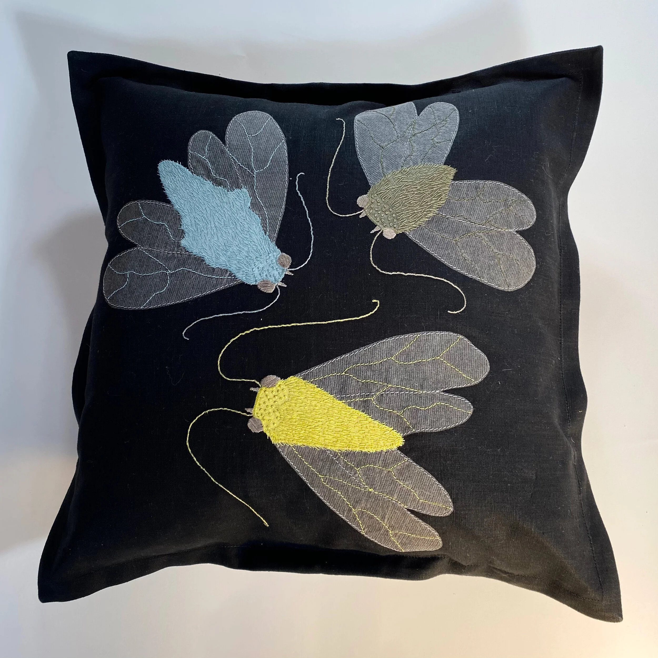 Cotton and Silk Appliqué Cushion Cover