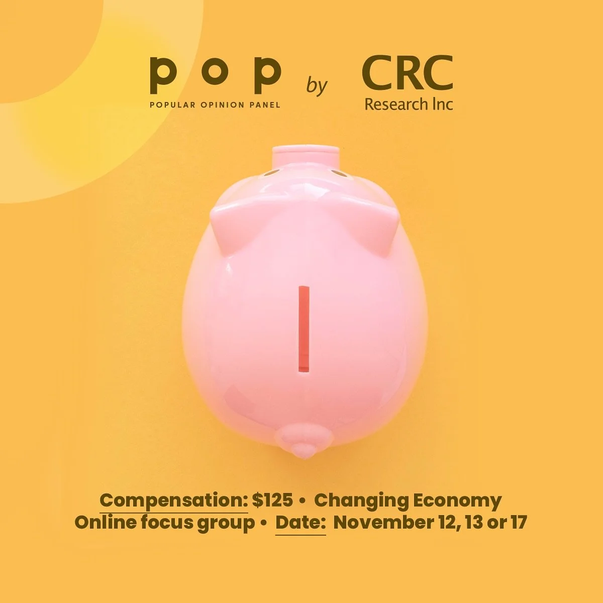 Do you have any thoughts on this?
 
We are conducting a paid online focus group on the topic of the changing economy.
 
More info, including the pre-screening survey, can be found at the link in our bio ‼️
 
[Image description: The background is yell