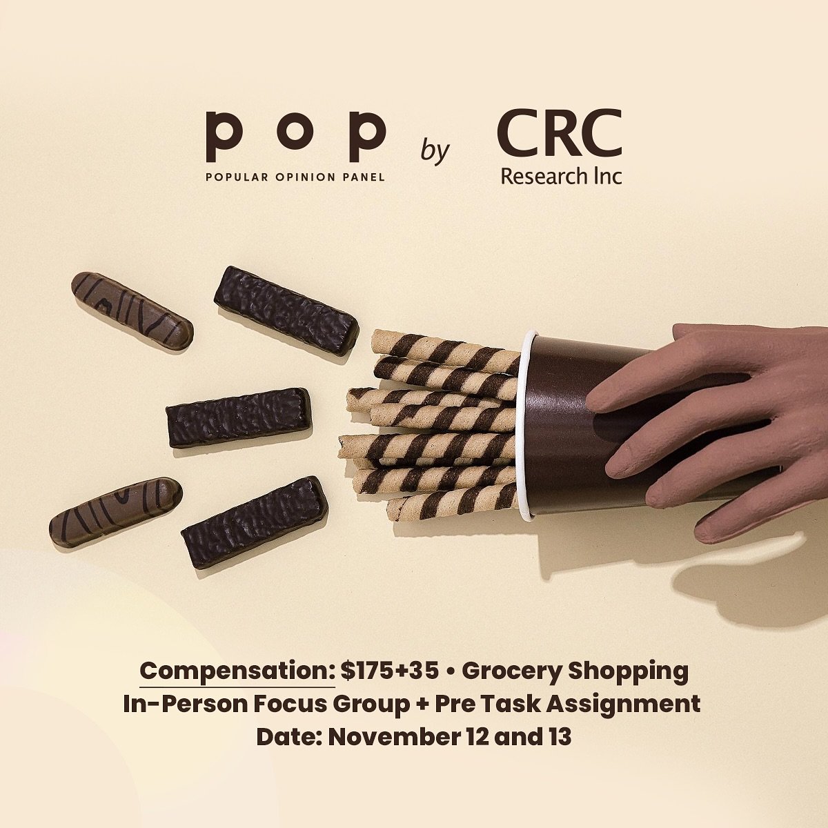 Hey Toronto! 
 
We are conducting a paid in-Person Focus Group on the topic of Grocery Shopping.
 
More info, including the pre-screening survey, can be found at the link in our bio ‼️
 
[Image description: The background is yellow. There are some ca