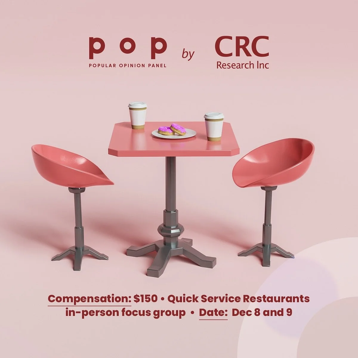 Hey Foodie!
&nbsp;
We are conducting a paid in-person focus group on the topic of Quick-service restaurants.
&nbsp;
More info, including the pre-screening survey, can be found at the link in our bio ‼️
&nbsp;
[Image description: The background is pin