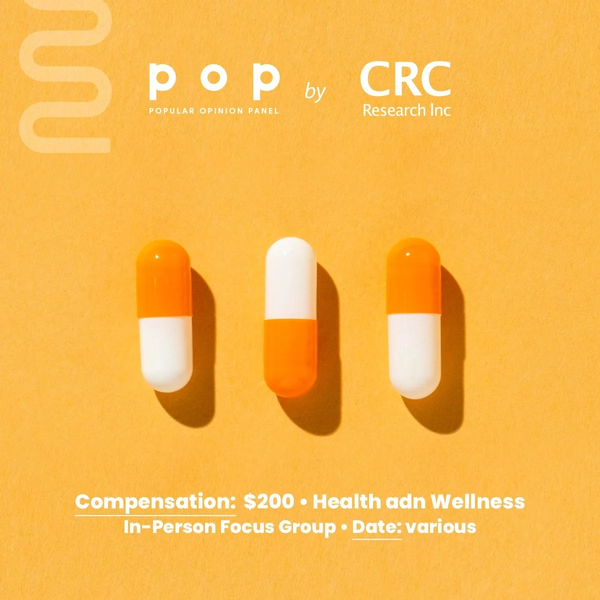 This may be of interest to you
 
We are conducting a paid focus group on the topic of Health and Wellness
 
More info, including the pre-screening survey, can be found at the link in our bio ‼️
 
[Image description: The background is orange. There ar