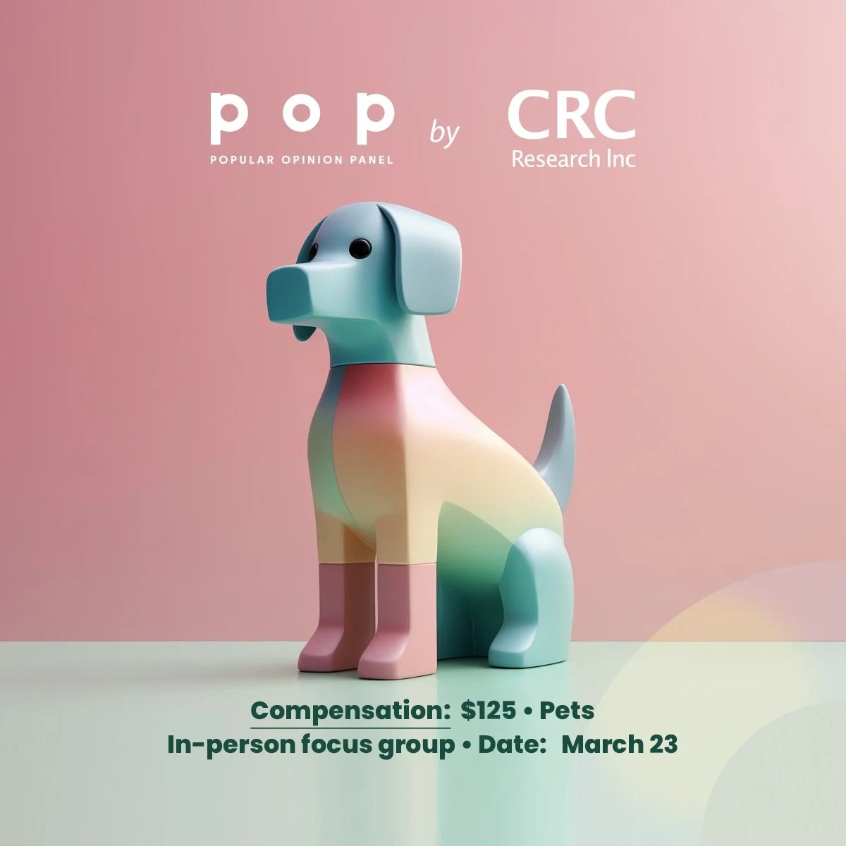 This is a study for the furry ones at home
 
We are conducting a paid in-person focus group on the topic of pets.
 
More info, including the pre-screening survey, can be found at the link in our bio ‼️
 
[Image description: The background is pink. Th