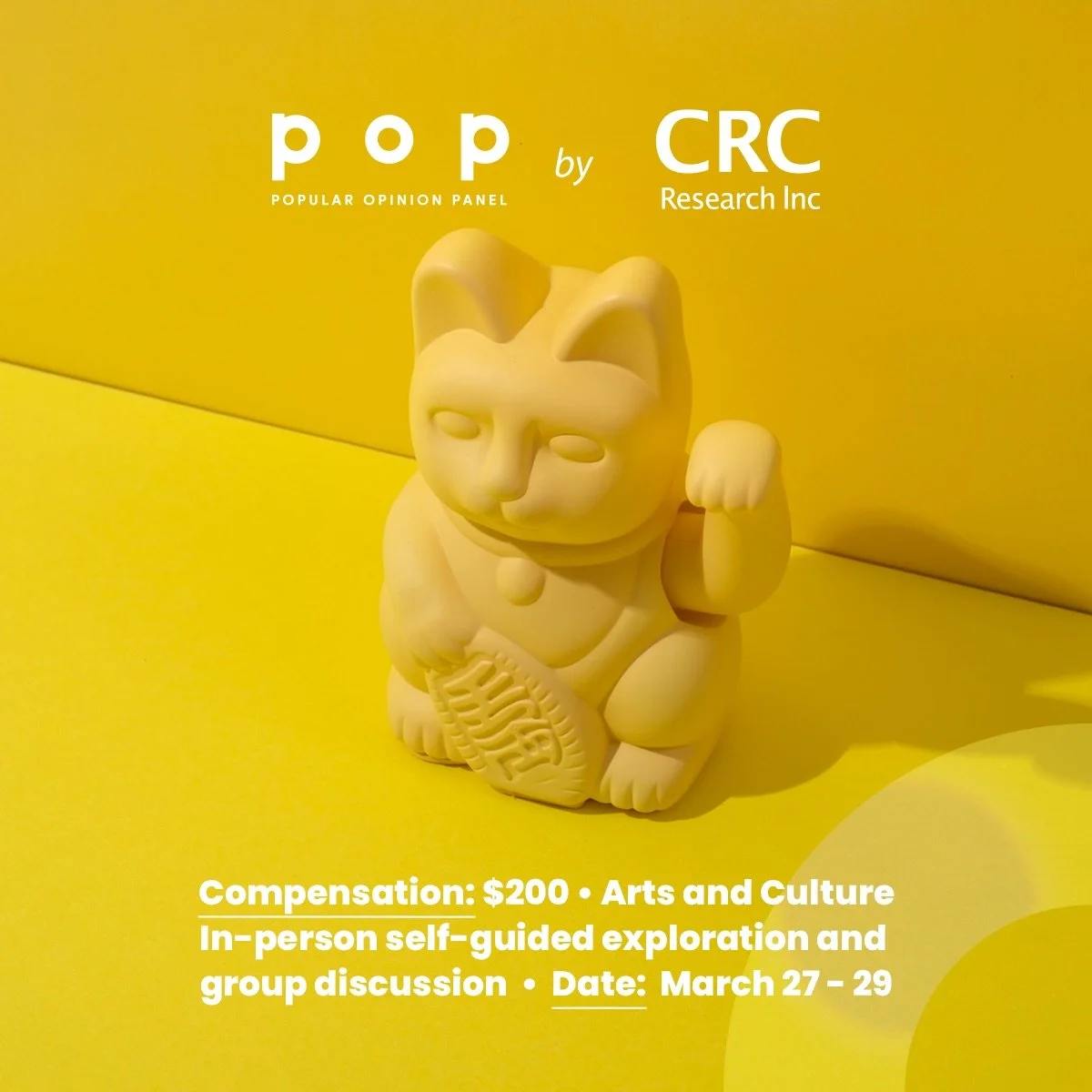 Let us know your opinion
 
We are conducting a paid in-person self-guided exploration and group discussion on the topic of arts and culture.
 
More info, including the pre-screening survey, can be found at the link in our bio ‼️
 
[Image description: