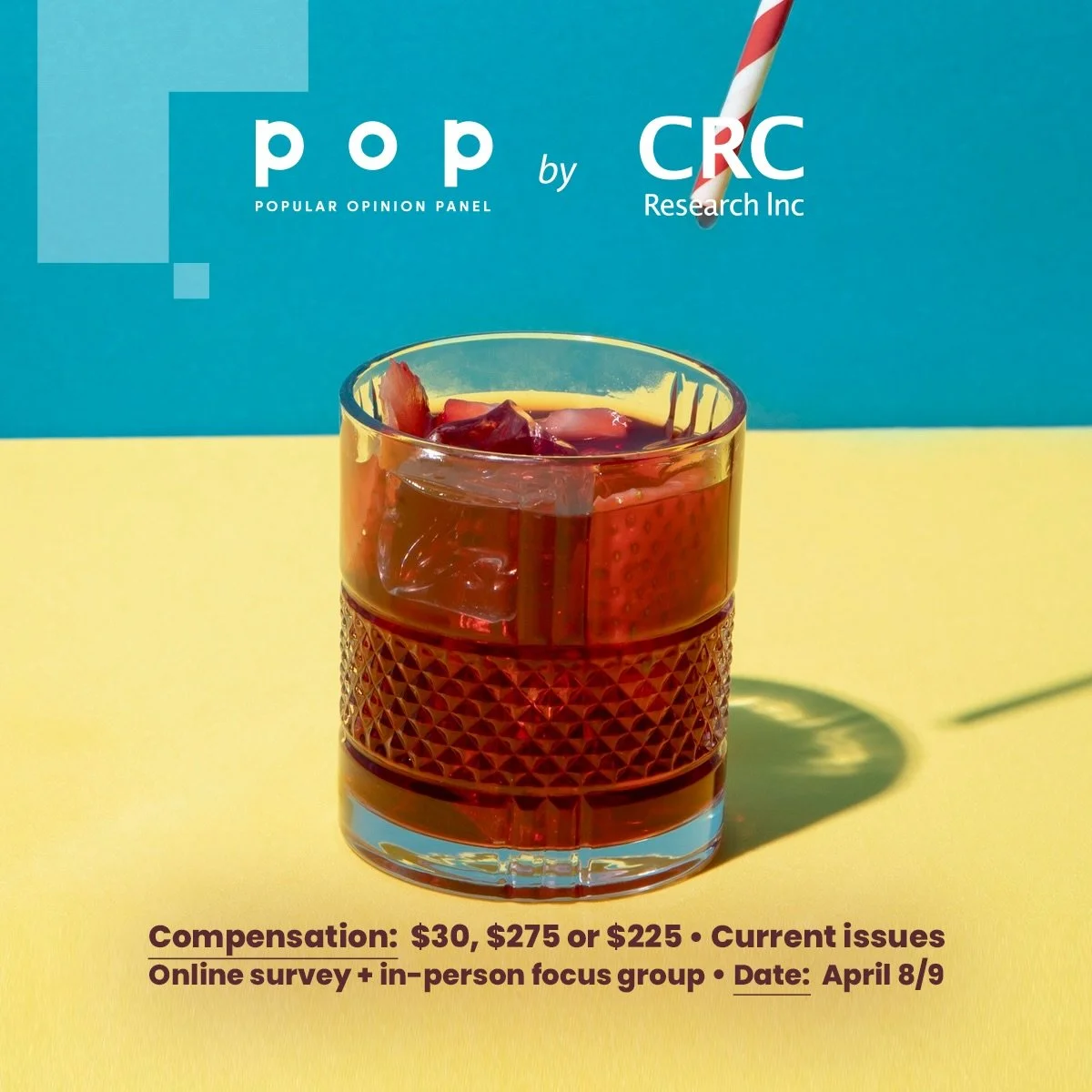 Let us know your beverage preferences
 
We are conducting a paid online online survey + in-person focus group (if selected) on the topic of beverages.
 
More info, including the pre-screening survey, can be found at the link in our bio ‼️
 
[Image de