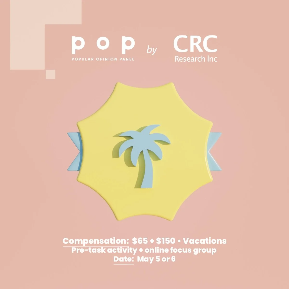 We want to hear from you
 
We are conducting a paid in a Pre task and online focus group  on the topic of Vacations.
 
More info, including the pre-screening survey, can be found at the link in our bio ‼️
 
[Image description: The background is salmo