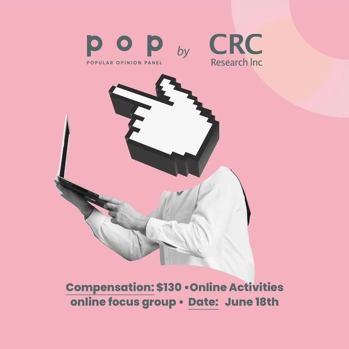 Do you have an opinion on this?
 
We are conducting a paid online focus group on the topic of online activities.
 
More info, including the pre-screening survey, can be found at the link in our bio ‼️
 
[Image description: The background is pink. The