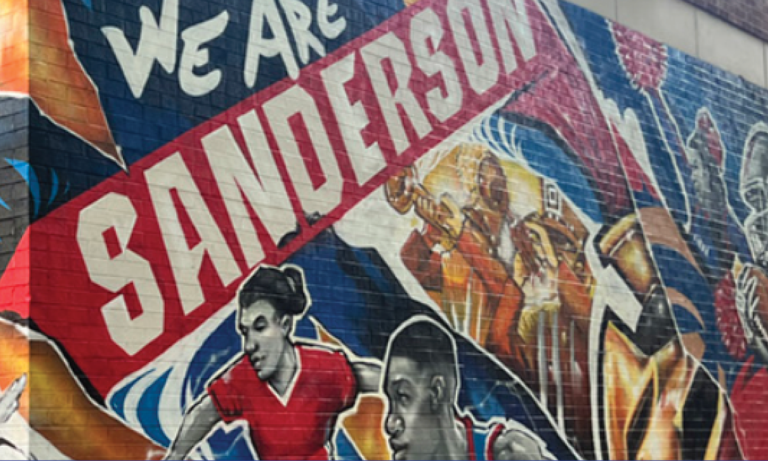 We Are Sanderson wall mural featuring different aspects of Sanderson student life